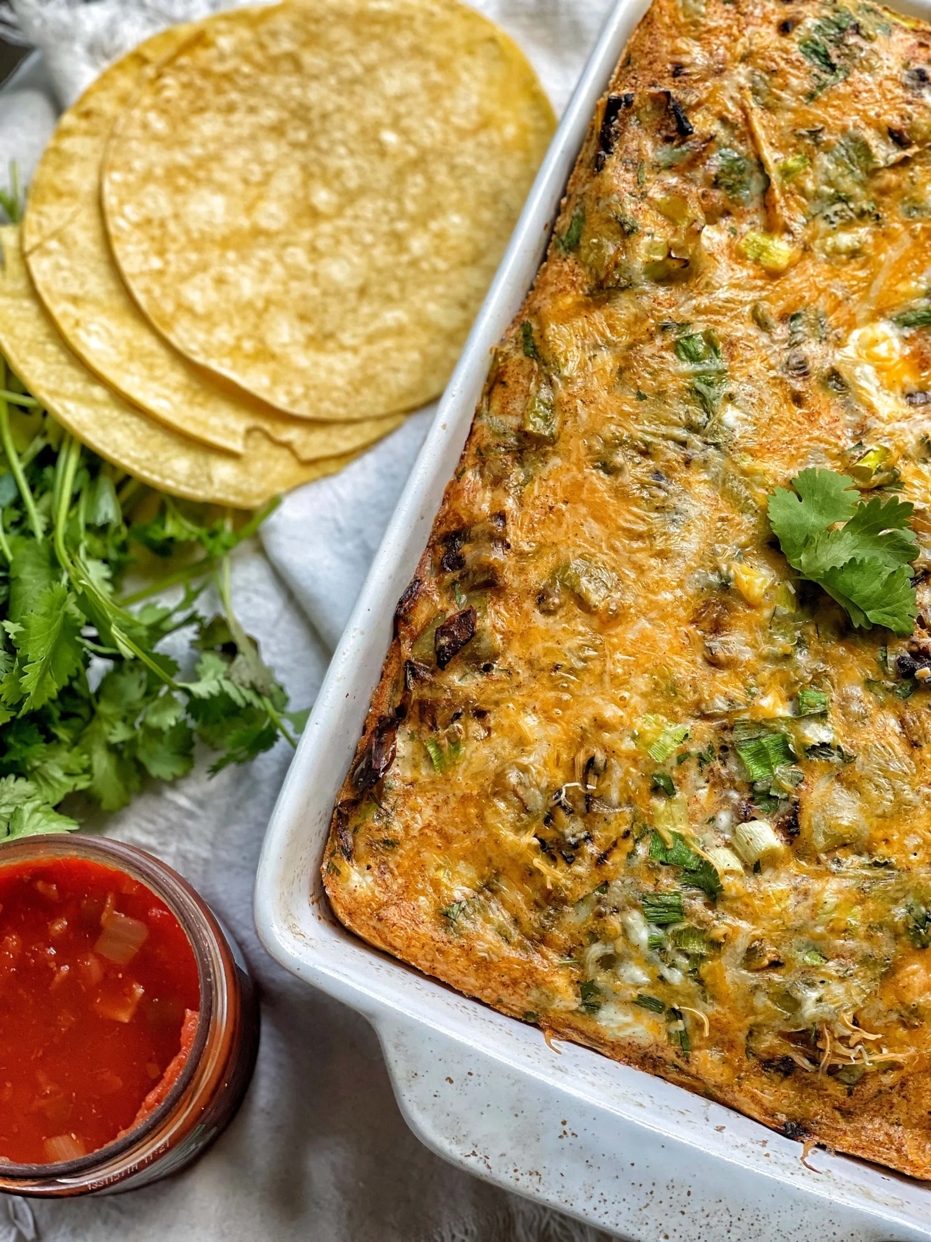 Lighter Southwestern Egg Bake with Corn Tortillas