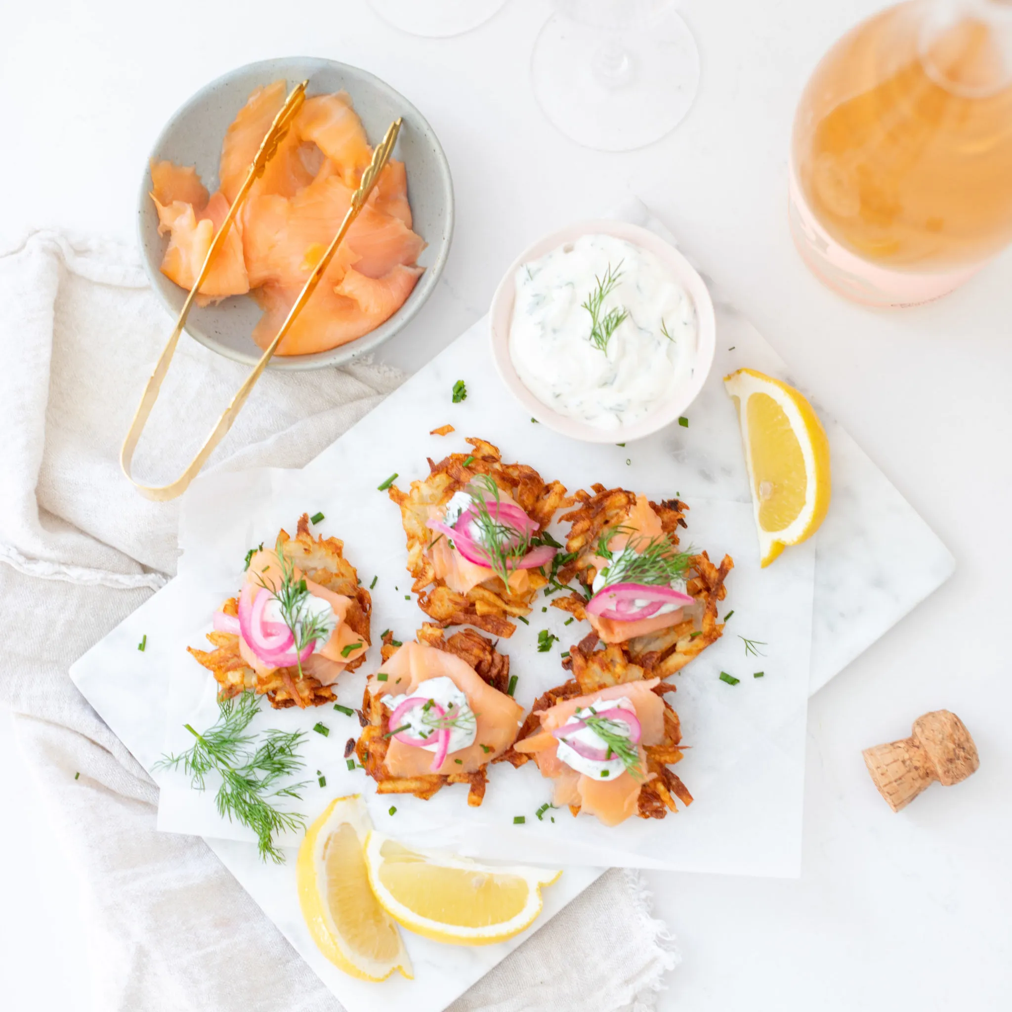 Lightly Smoked Salmon Fillets with Potato Pancakes
