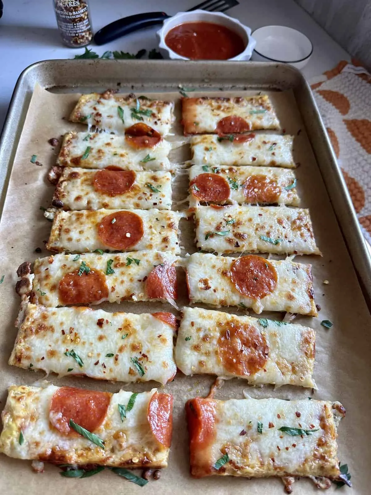 Low Carb Cheesy Cauliflower Breadsticks