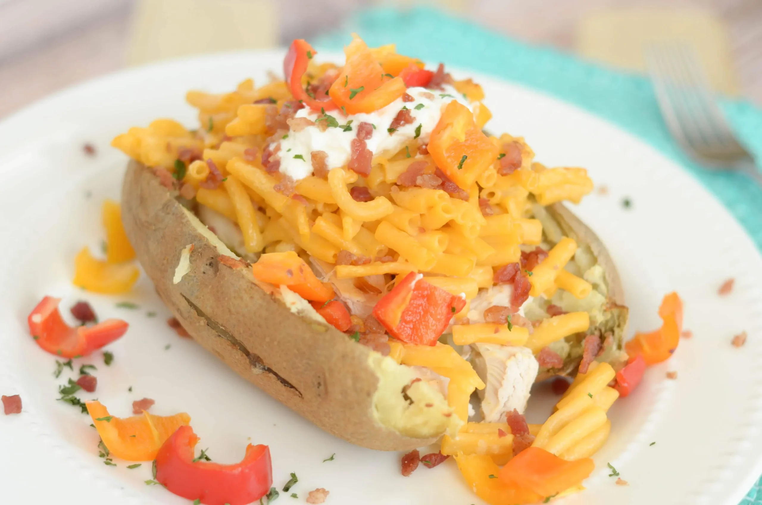 Macaroni Cheese Stuffed Baked Potatoes