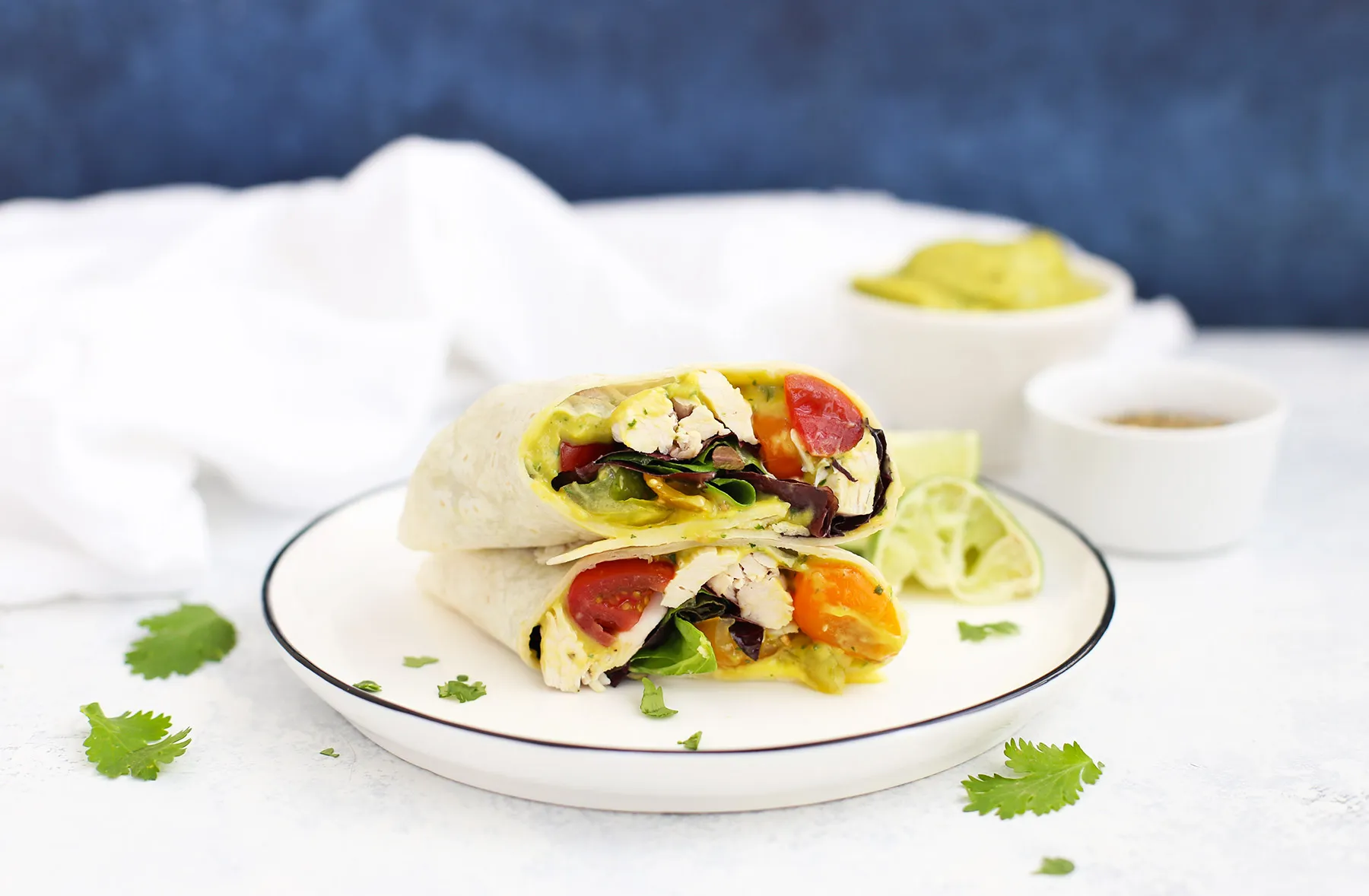 Mango Guacamole Chicken Wraps