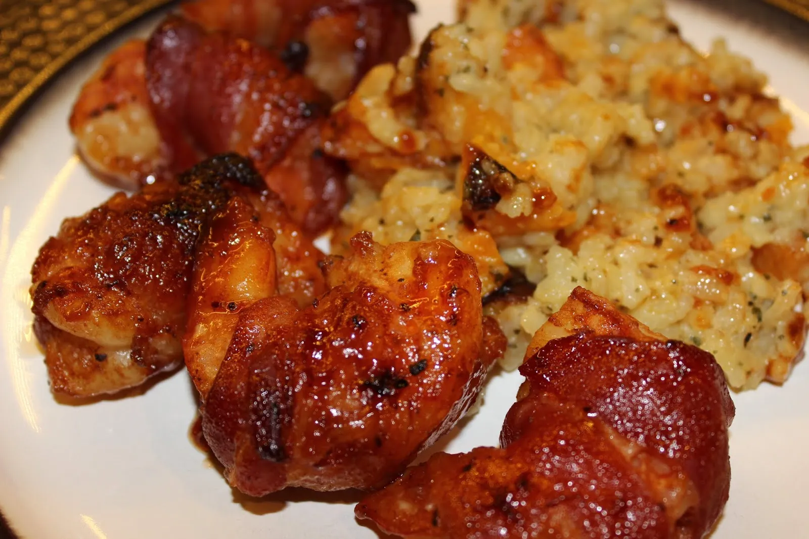 Maple BBQ Glazed Bacon Wrapped Shrimp