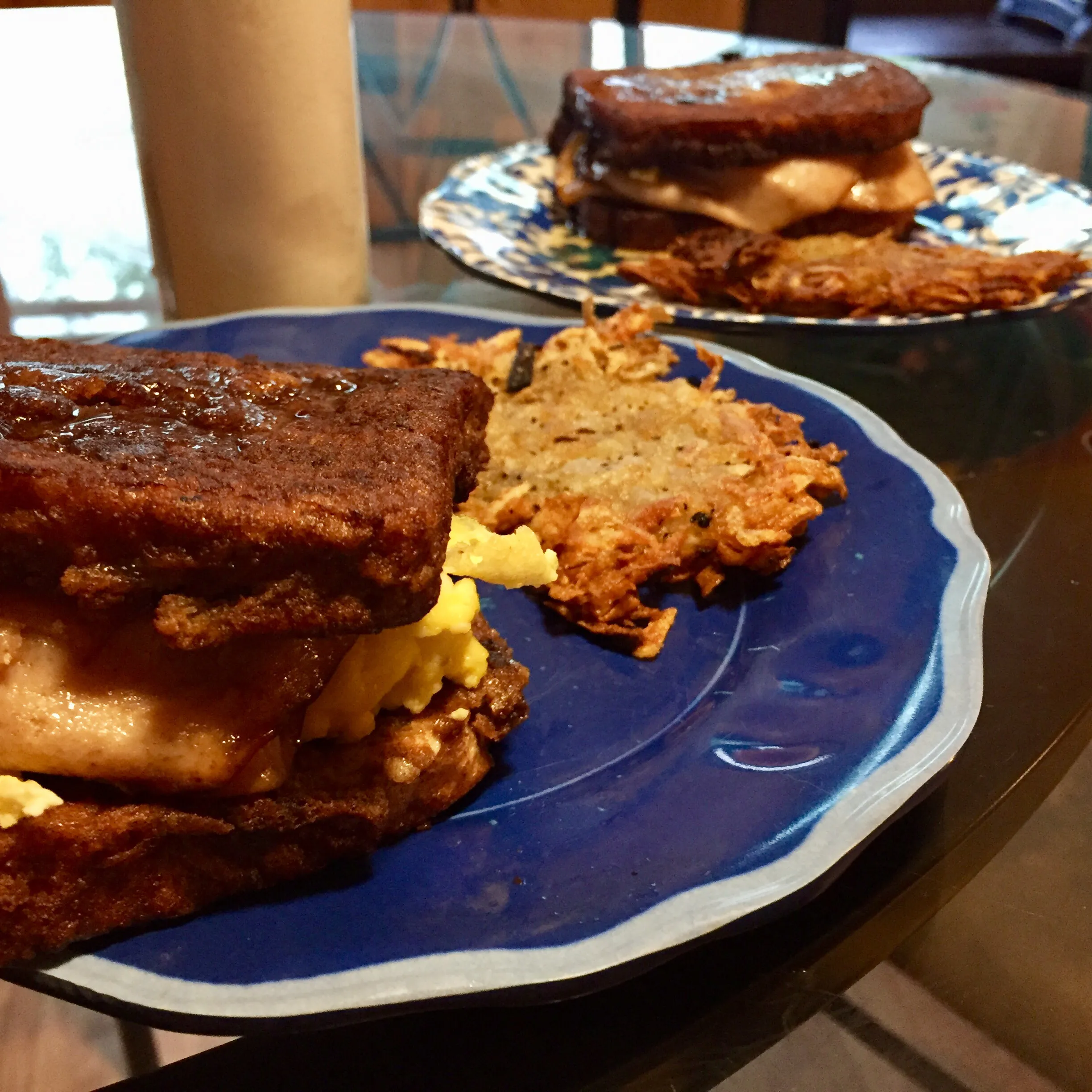 Maple Glazed Ham Gruyere and Apple French Toast Sandwiches