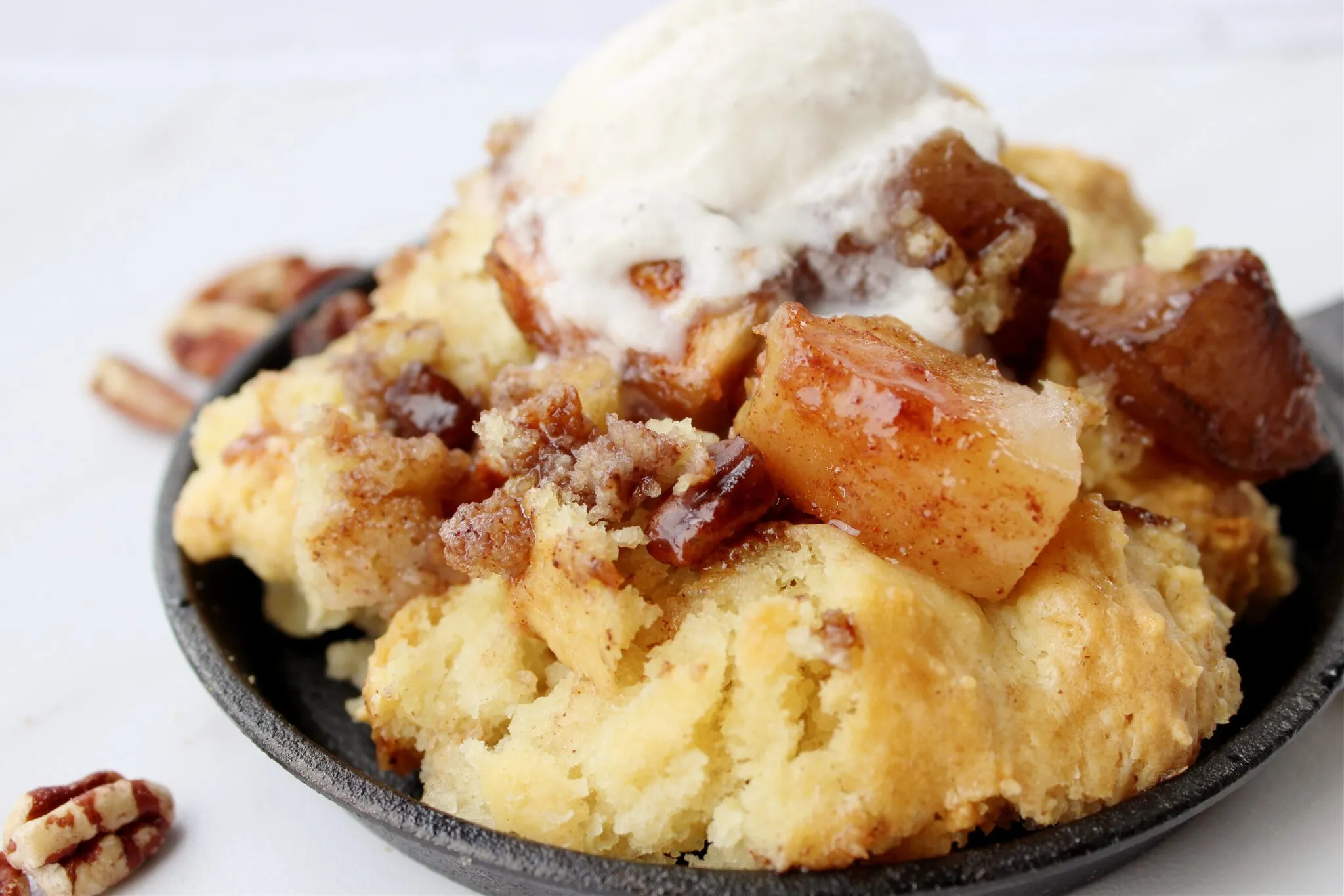 Maple Pecan Apple Cobbler Skillet