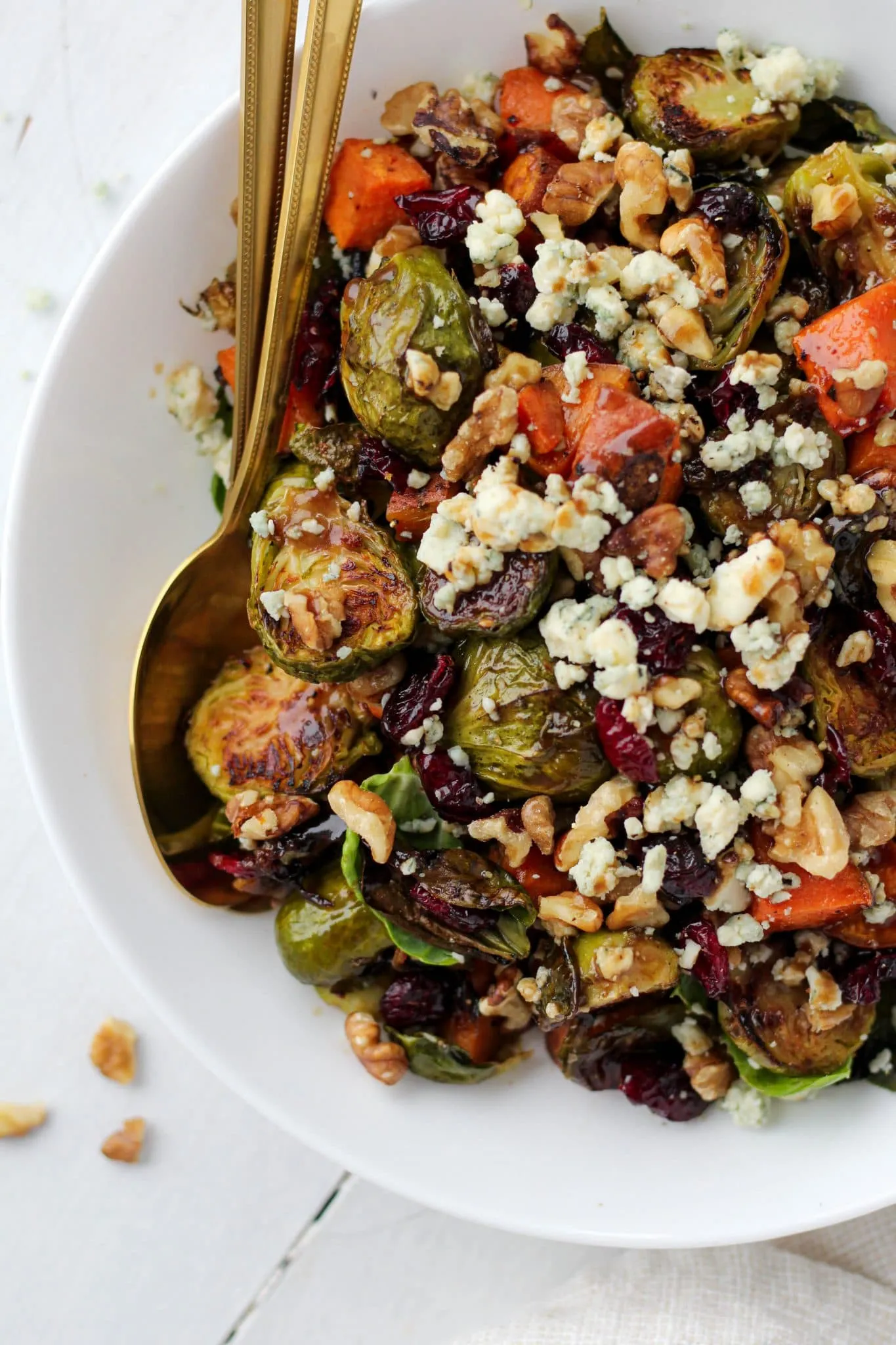 Maple Roasted Brussels Sprout and Quince Salad