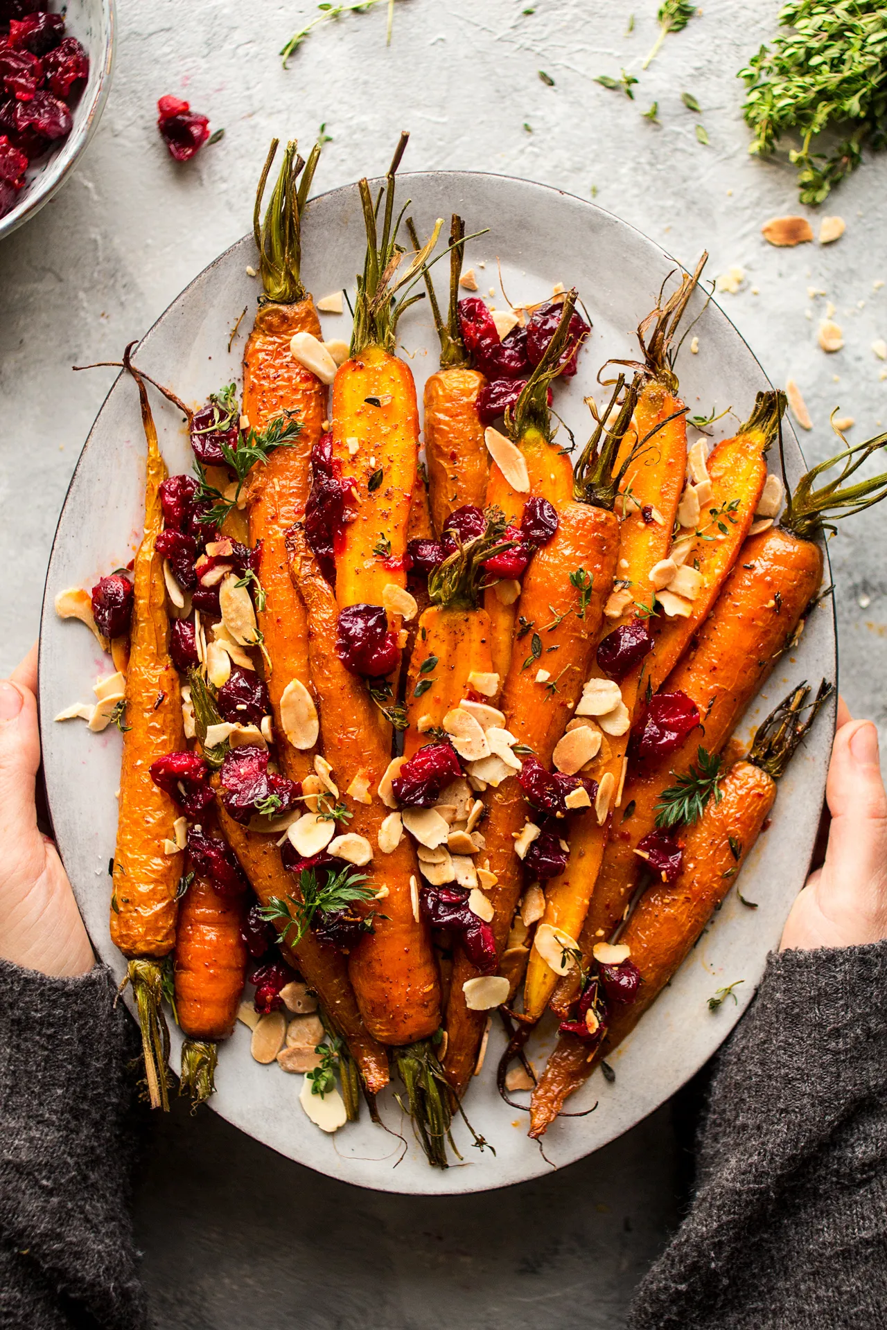 Maple Roasted Carrots with Feta and Dried Cranberries