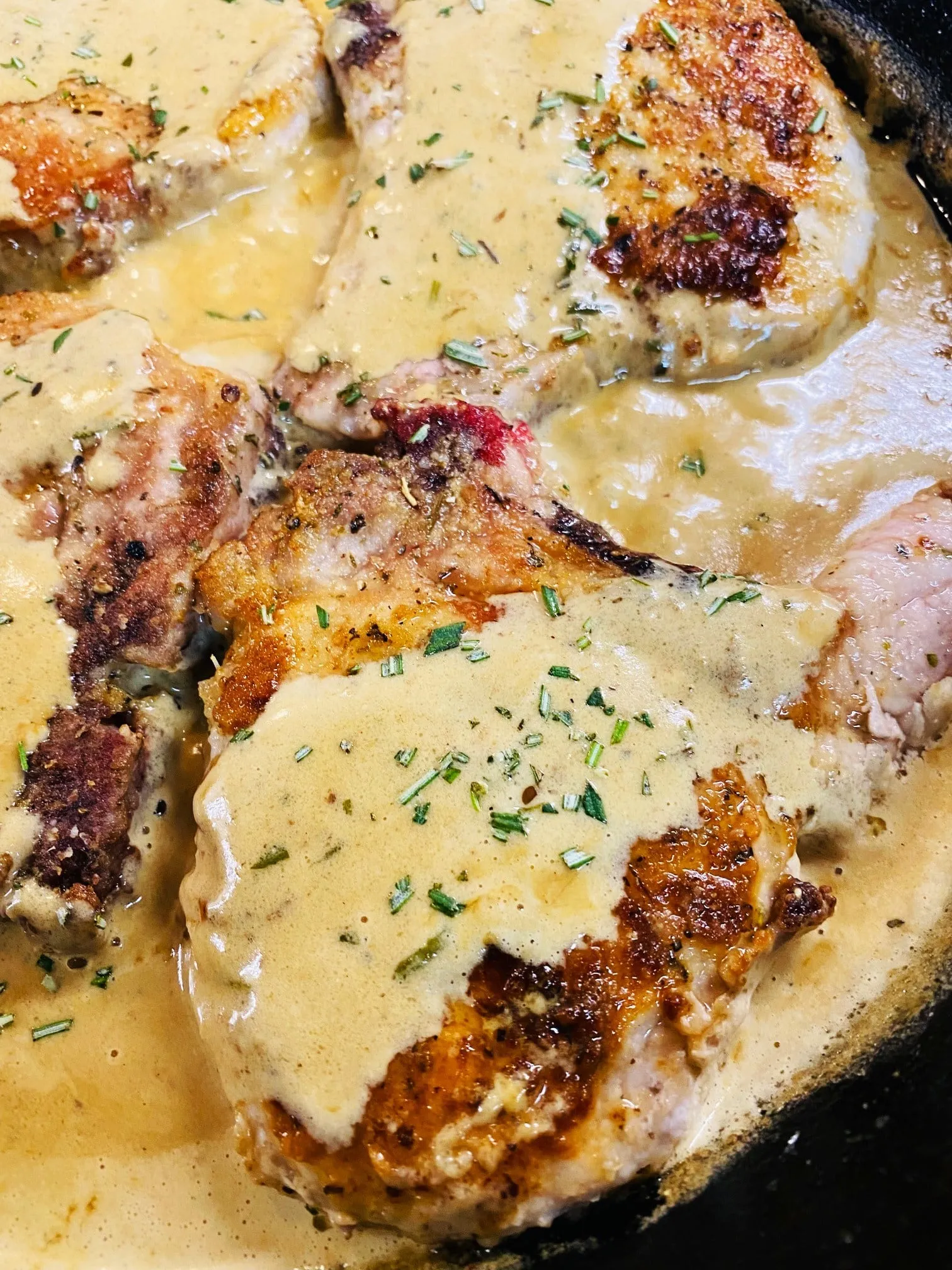 Marcie's Onion Cream Sauced Pork Chops