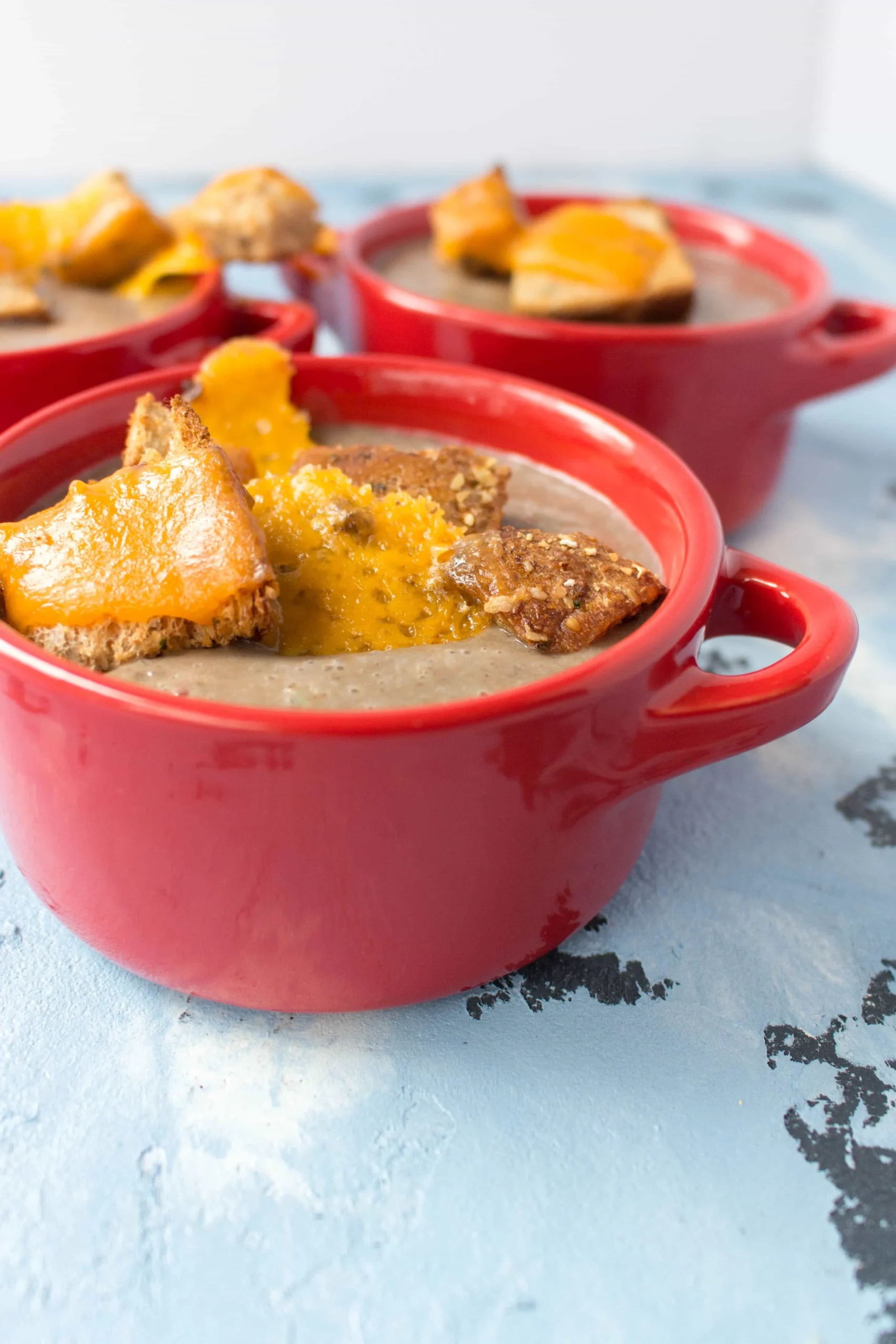 Marrow Soup with Cheesy Chilli Croutons