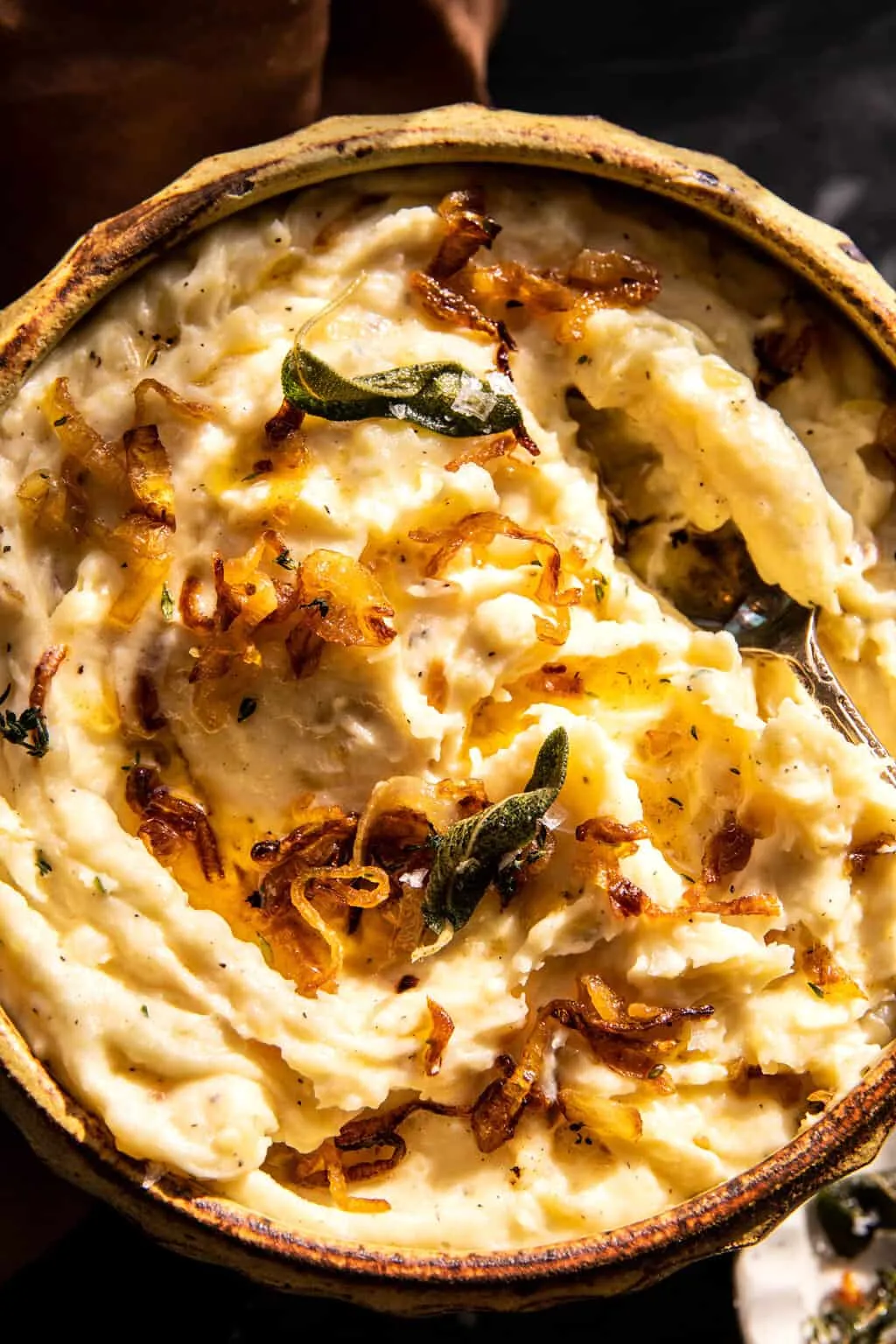 Mashed Potatoes with Caramelized Onions and Cabbage