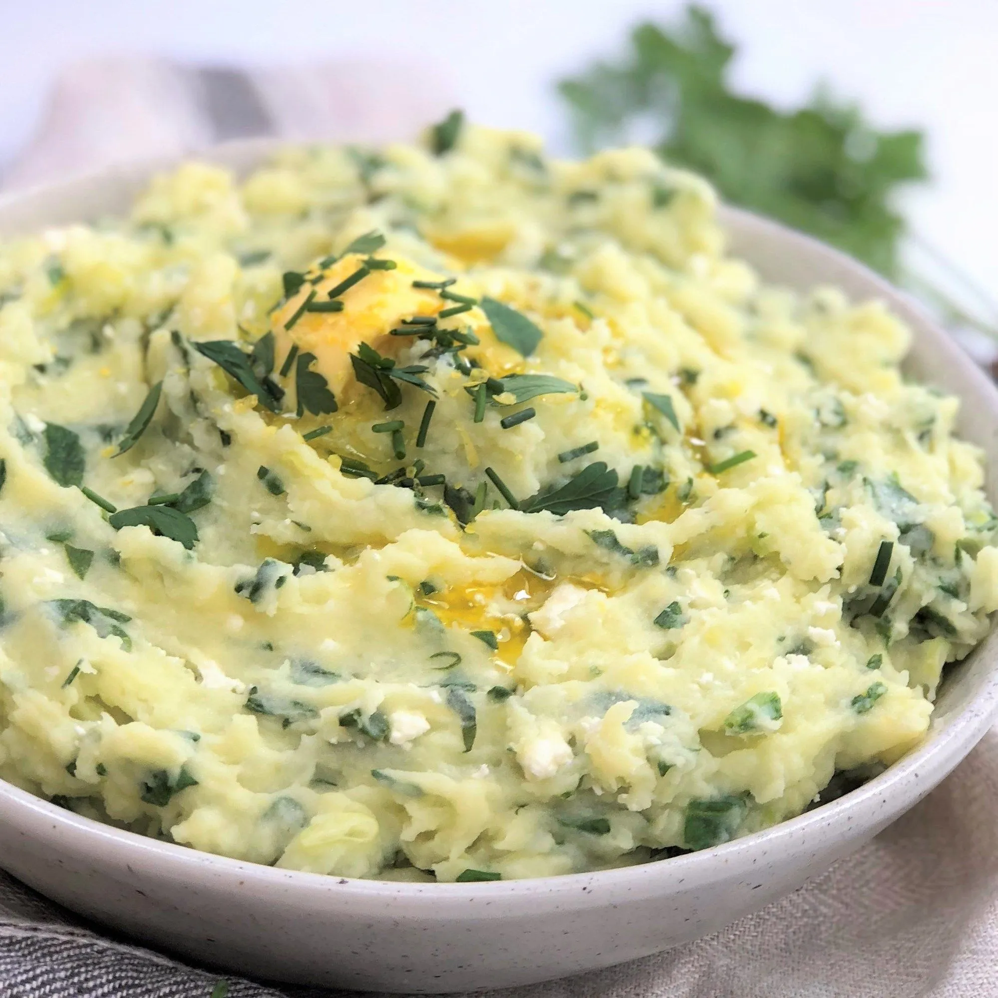 Mashed Potatoes with Spinach and Cheese