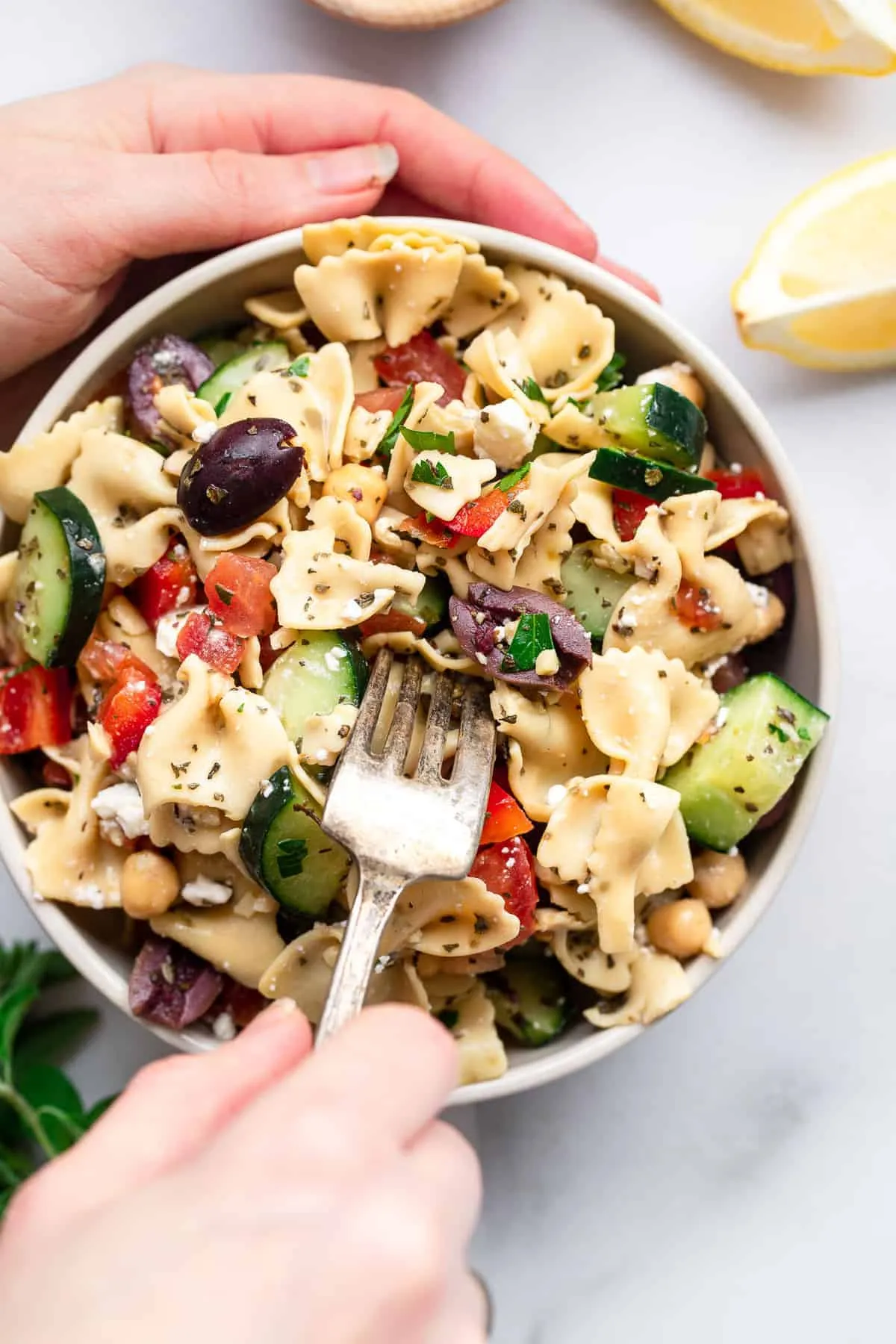 Mediterranean Pasta Salad with Chickpeas