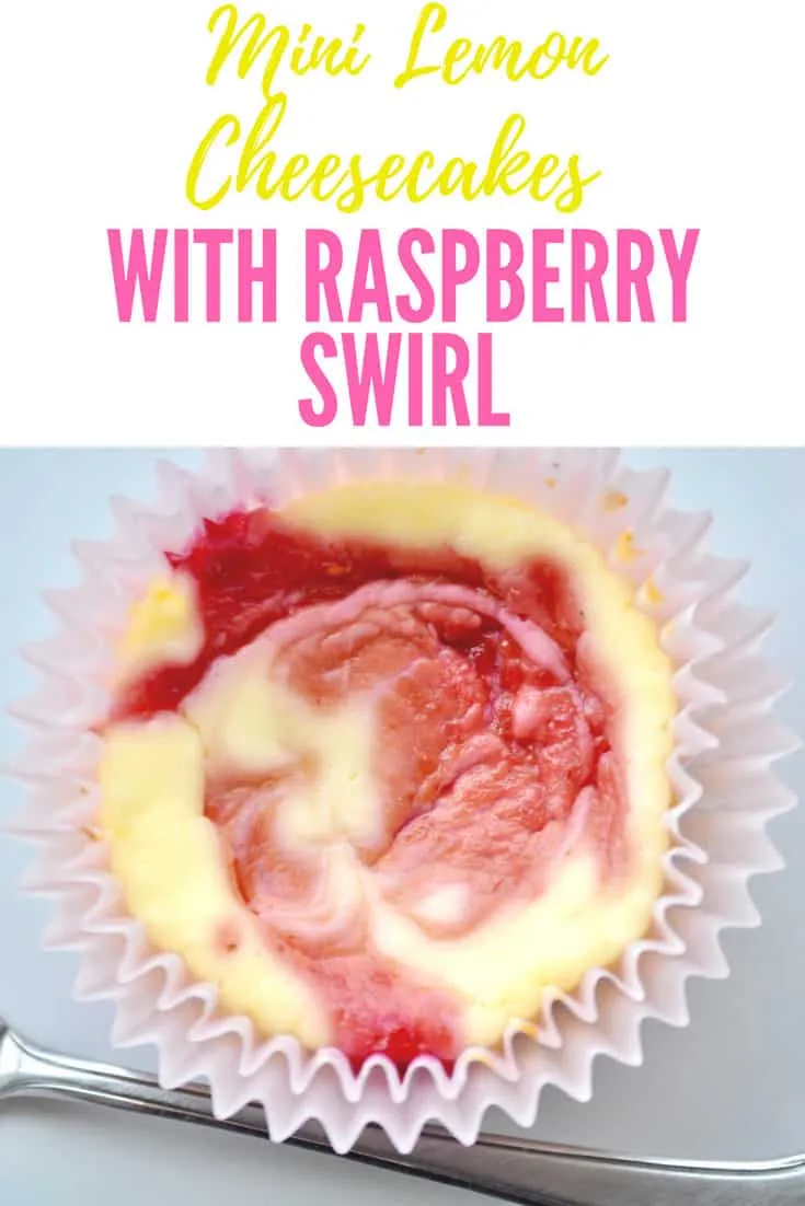Mini Lemon Cheesecakes with Raspberry Swirl