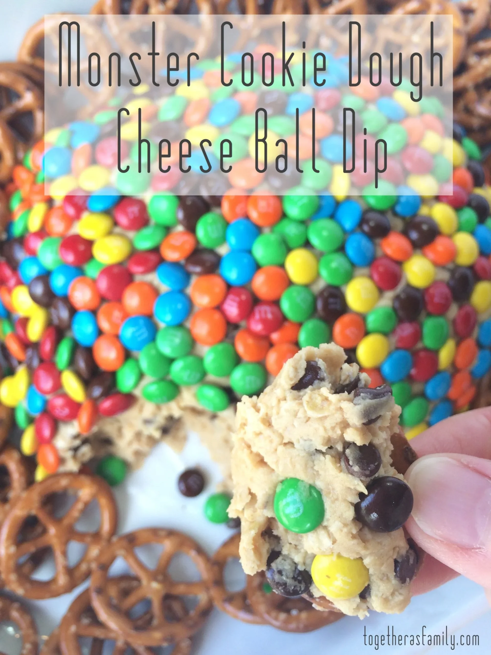 Monster Cookie Dough Cheeseball Dip