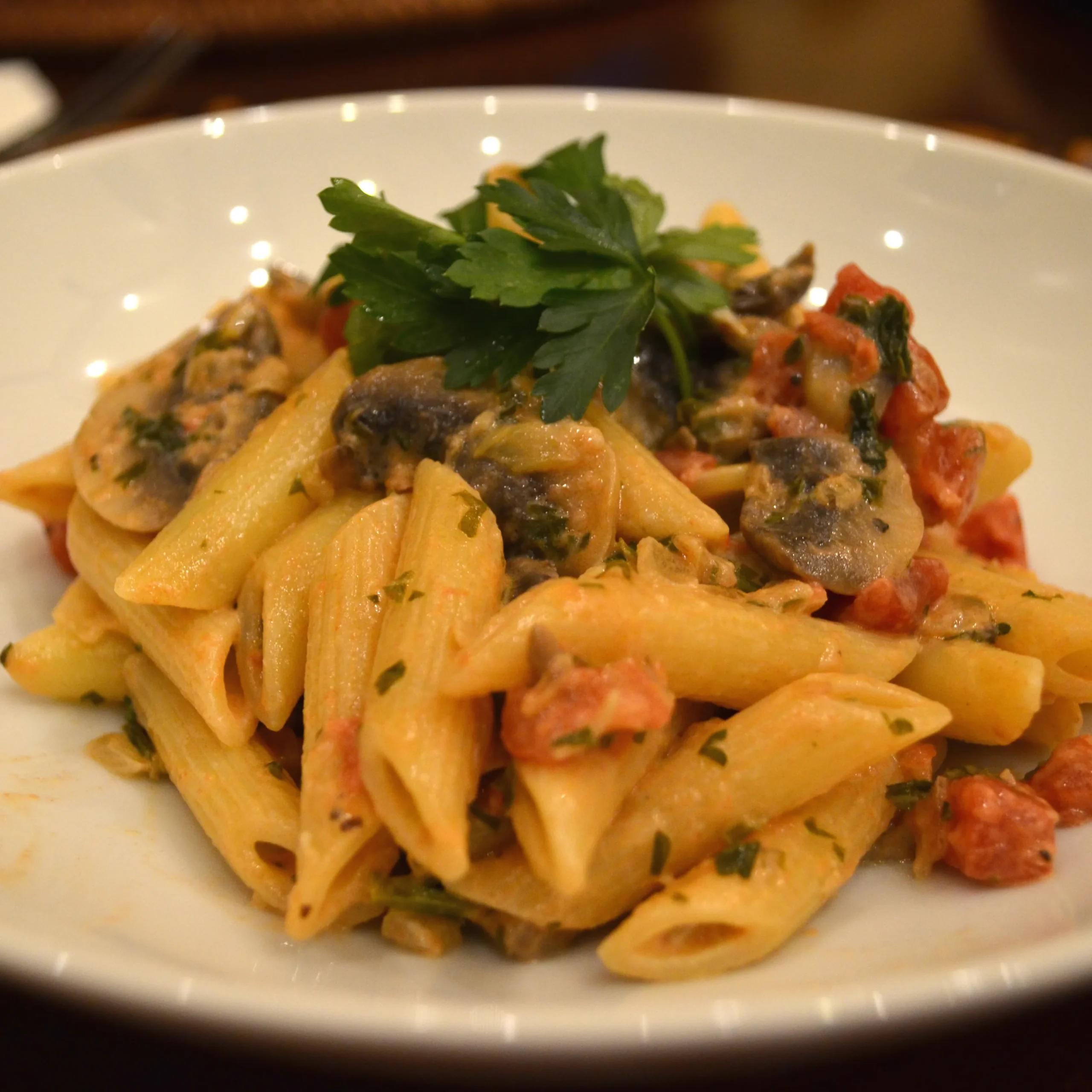Mostaccioli and Mushroom Meatballs