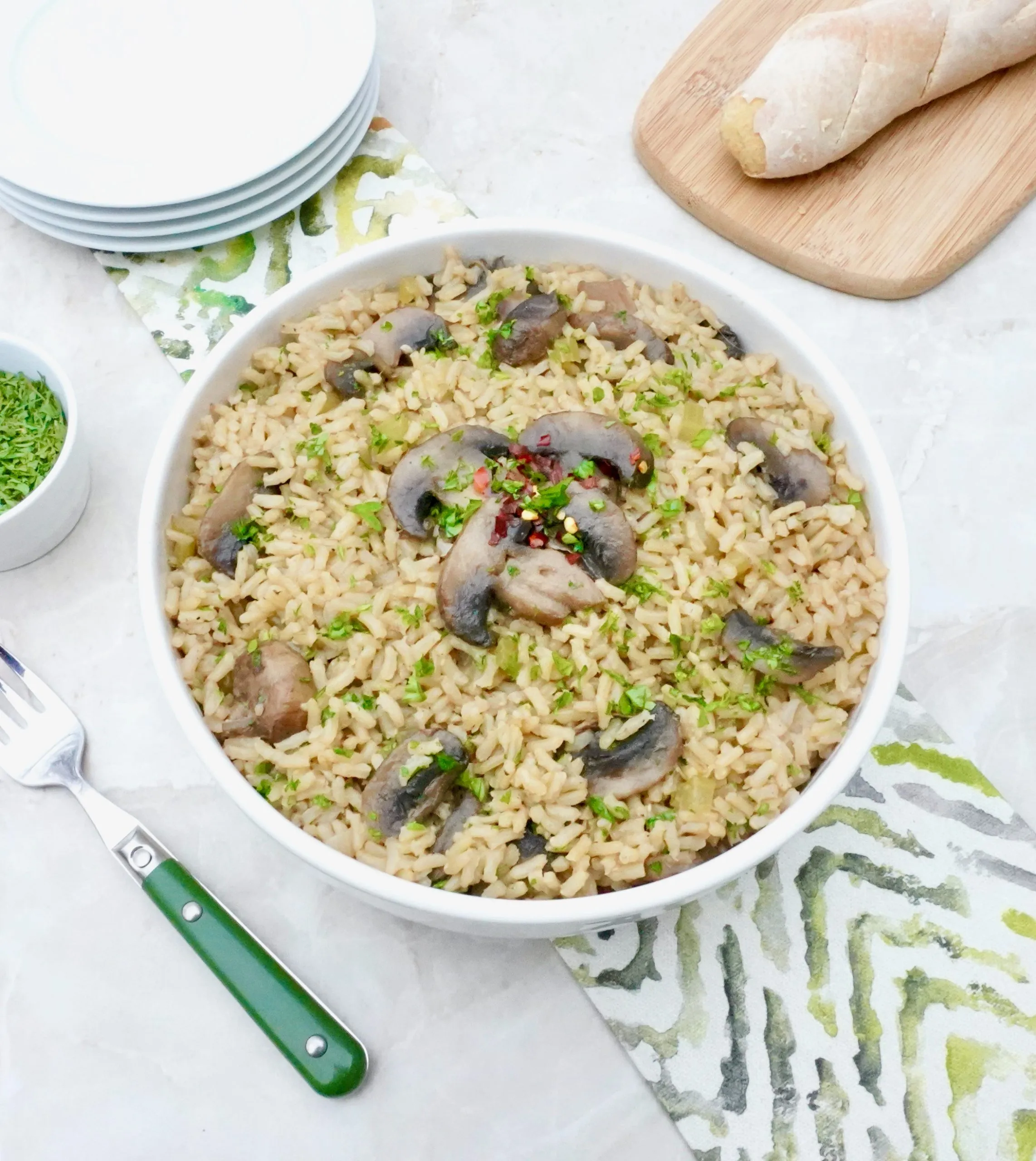 Mushroom Brown Rice Pilaf Vegan Gluten Free