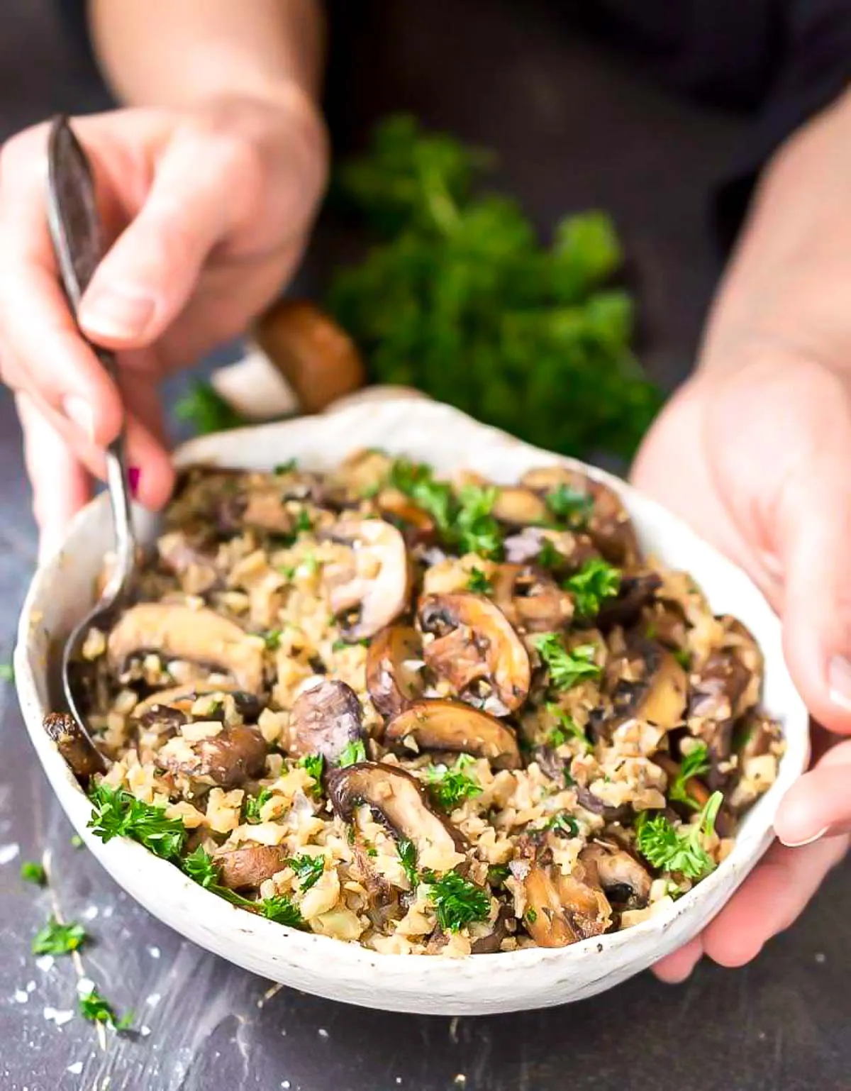 Mushroom Cauliflower Rice with Peppers