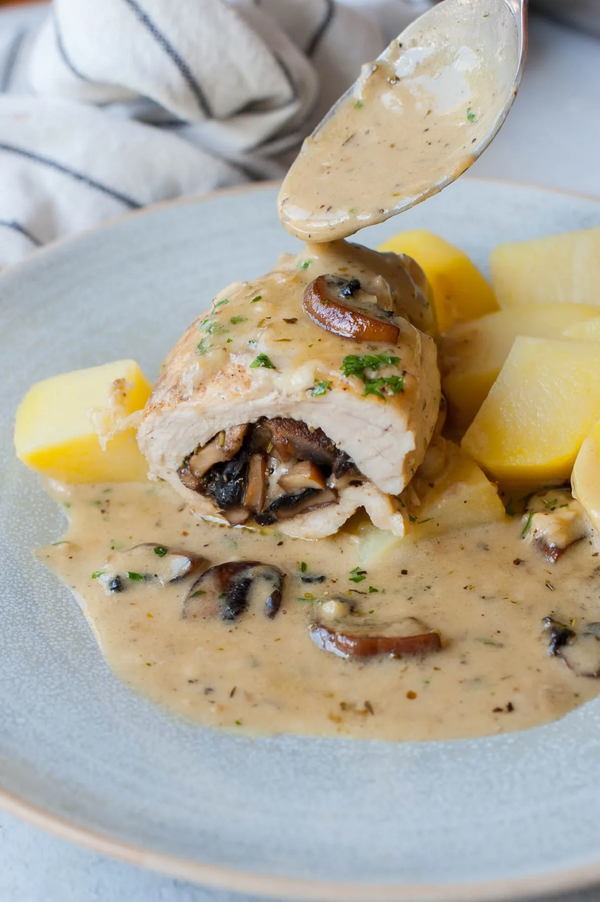 Mushroom Rice Stuffed Chicken Breast