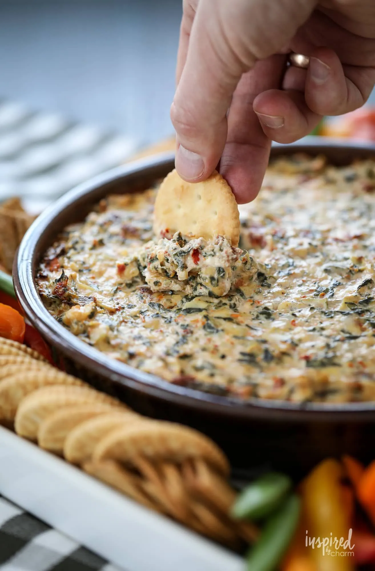 No Cook Sun Dried Tomato and Artichoke Dip