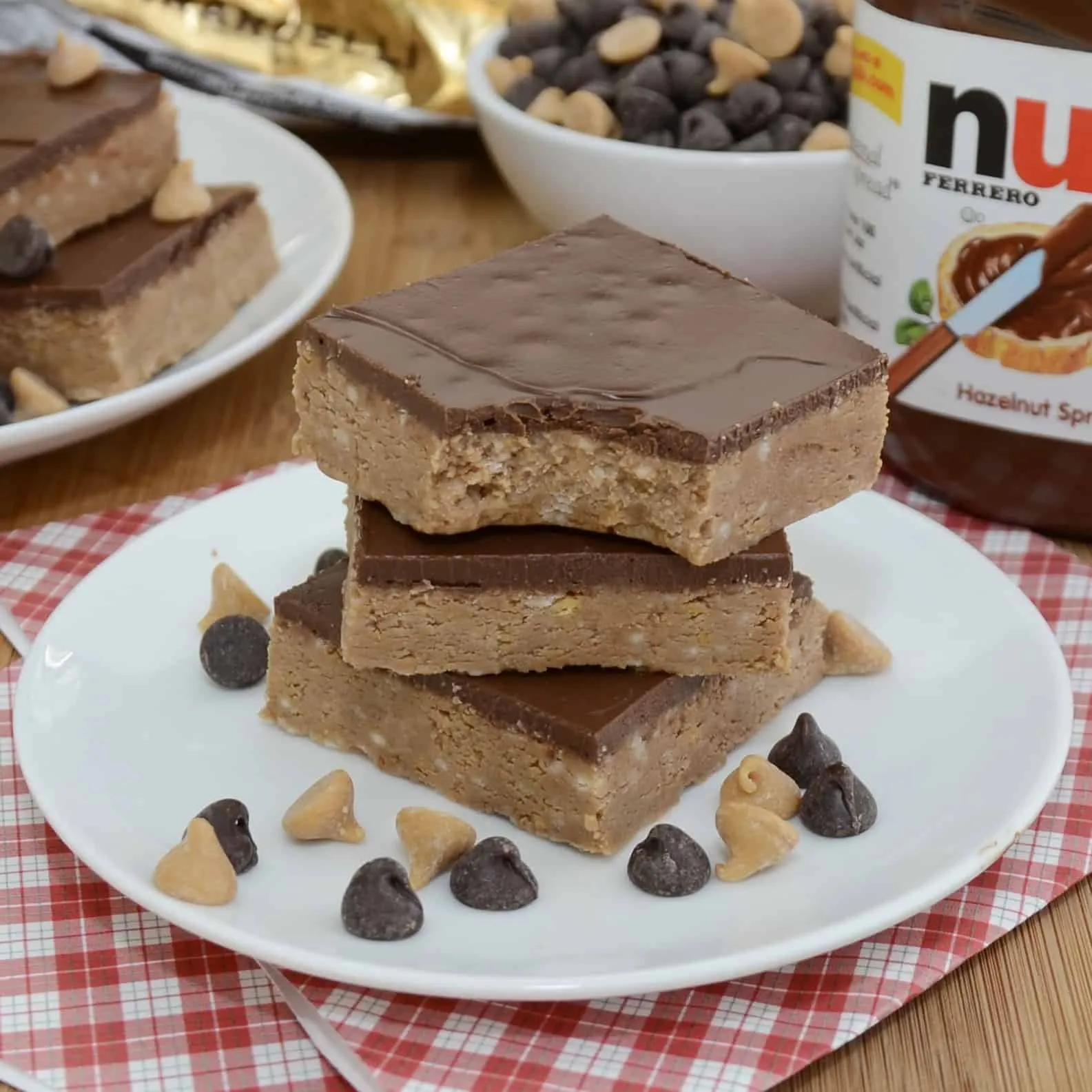 Nutella Peanut Butter Graham Bars with Chocolate Frosting