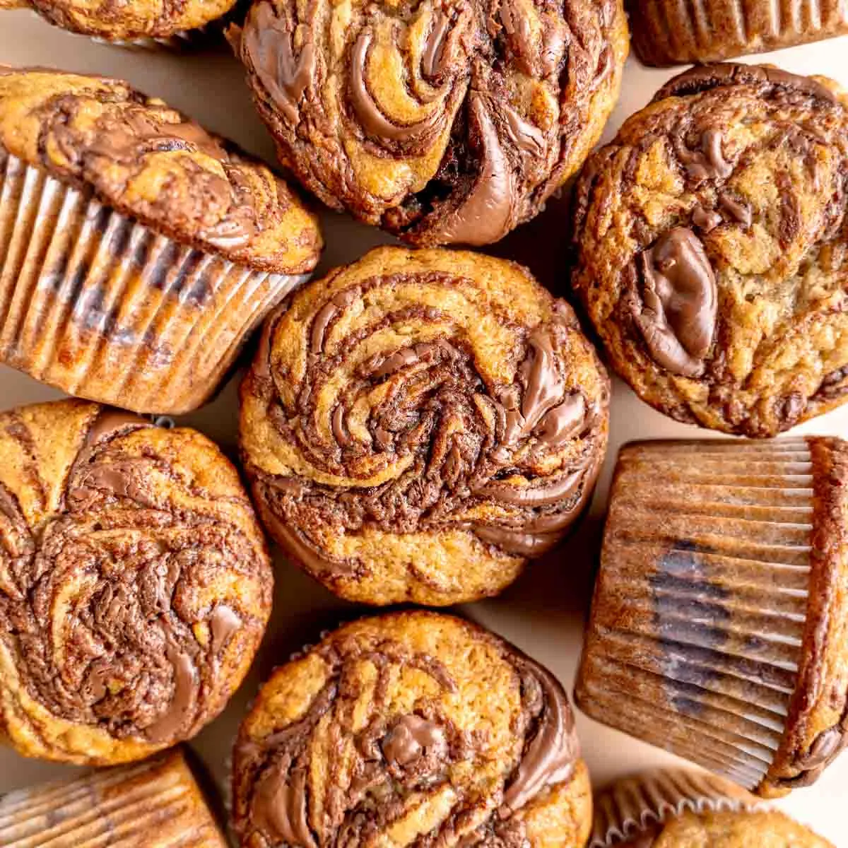 Nutella Swirled Banana Muffins