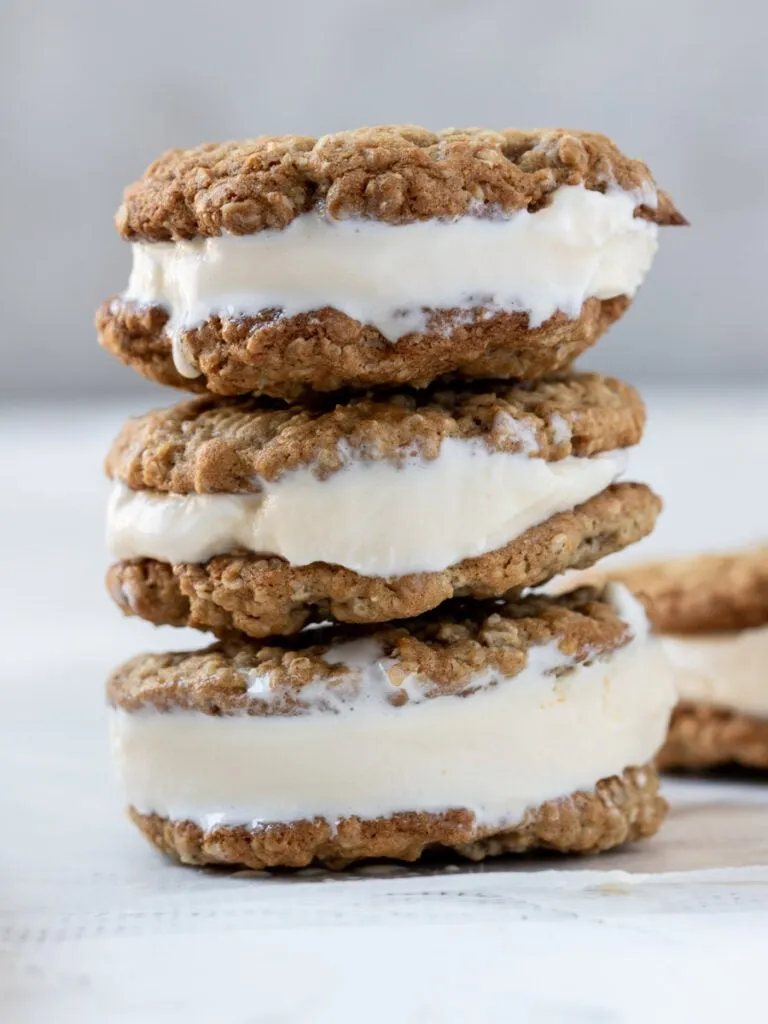 Oatmeal Dark Chocolate Cookie Ice Cream Sandwiches