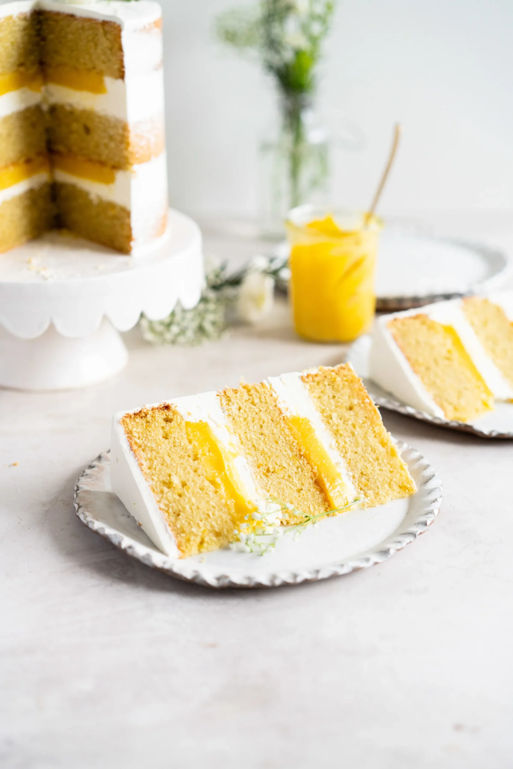 Olive Oil Layer Cake with Meyer Lemon Curd and Rosemary German Buttercream
