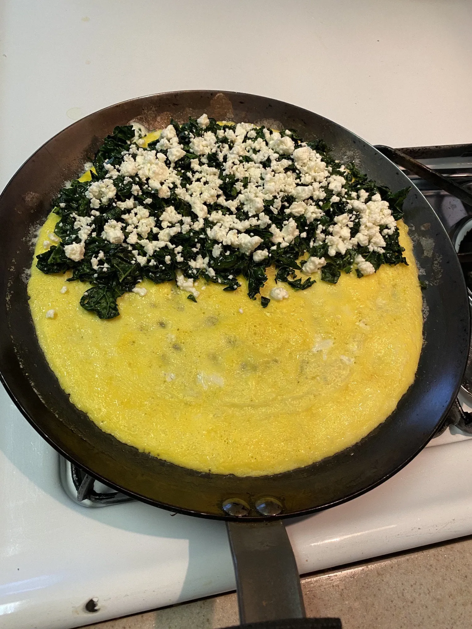 Omelet with Kale, Tomato, and Goat Cheese Filling