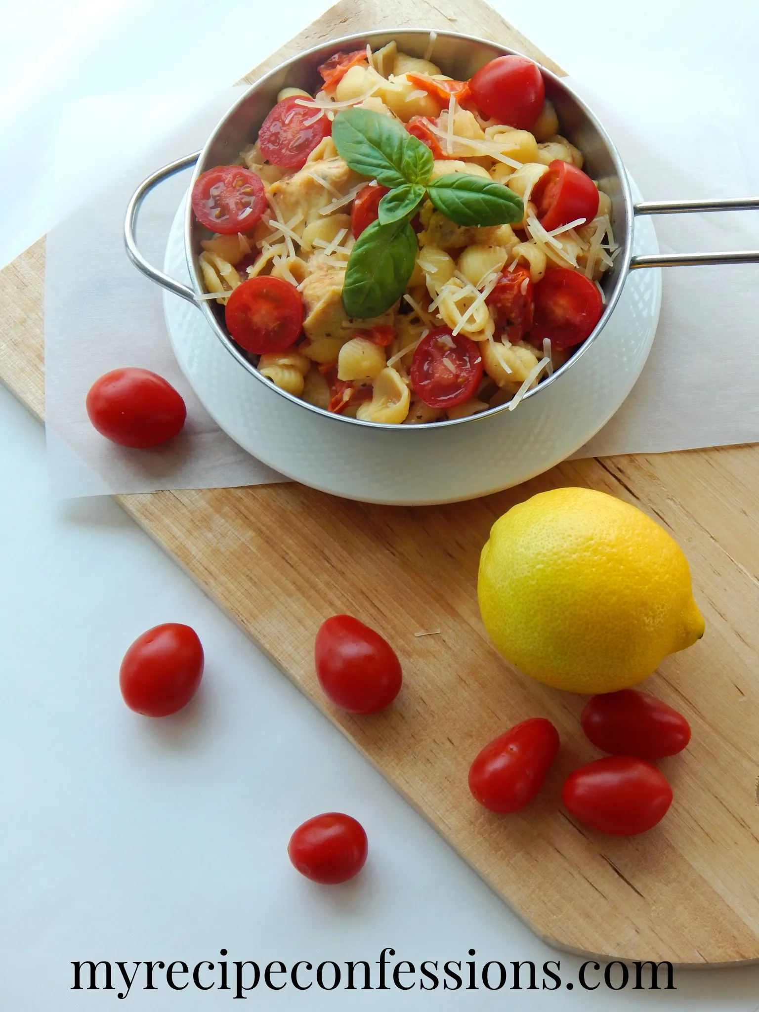 One Pan Spicy Lemon Chicken Pasta with Tomatoes