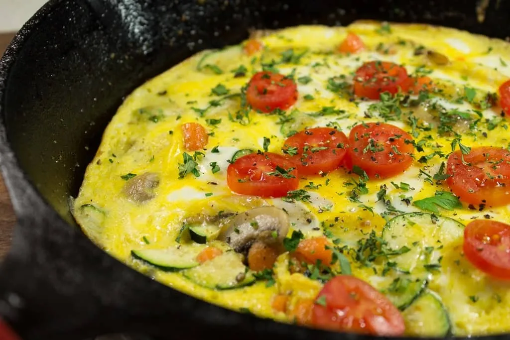 Open Faced Omelet with Feta and Roasted Veggies