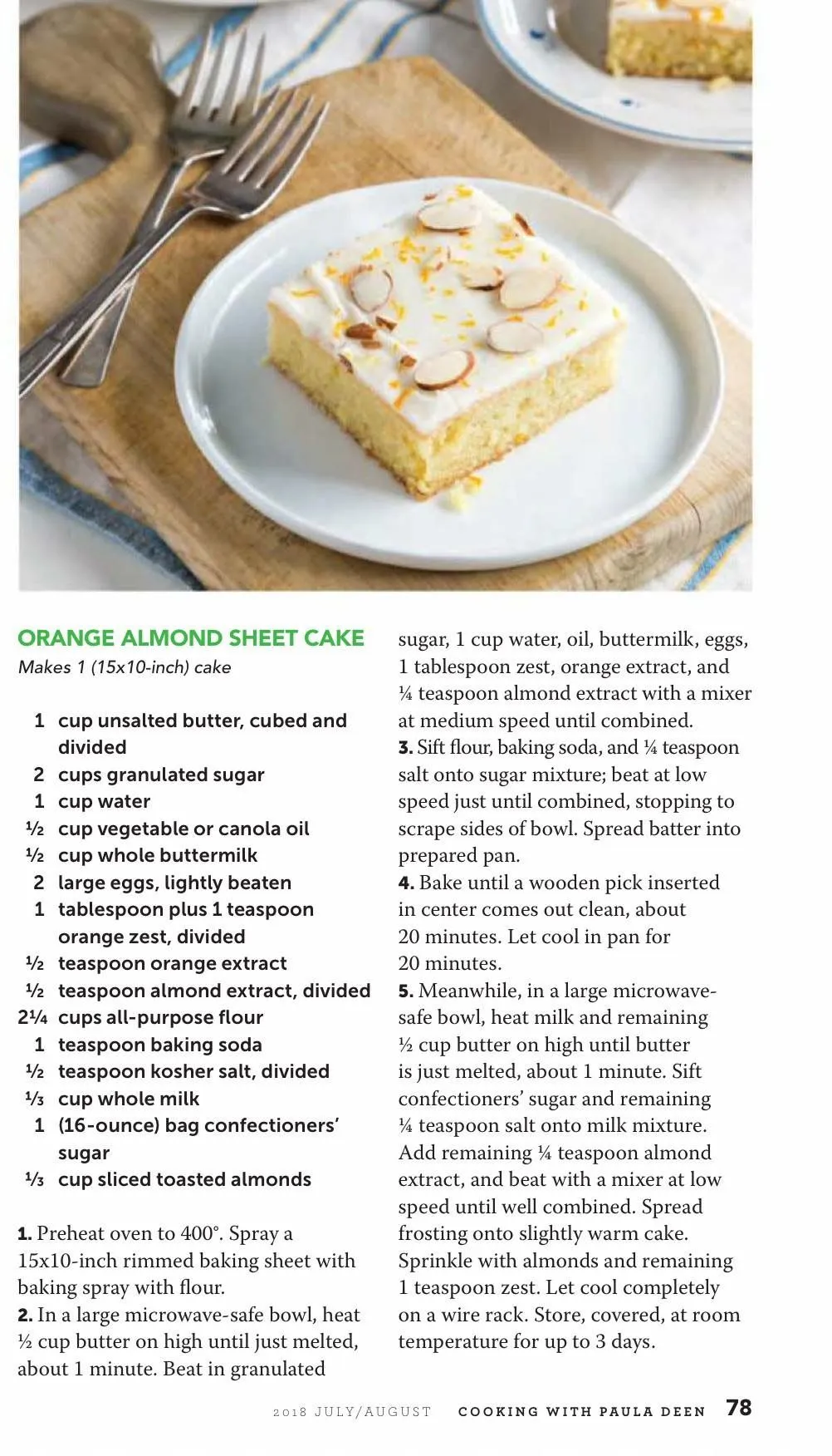 Orange Almond Sheet Cake