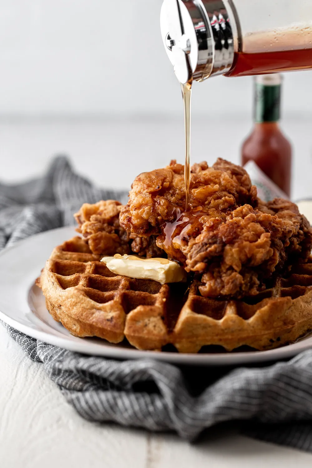 Oven Fried Chicken Waffles with Maple Gravy