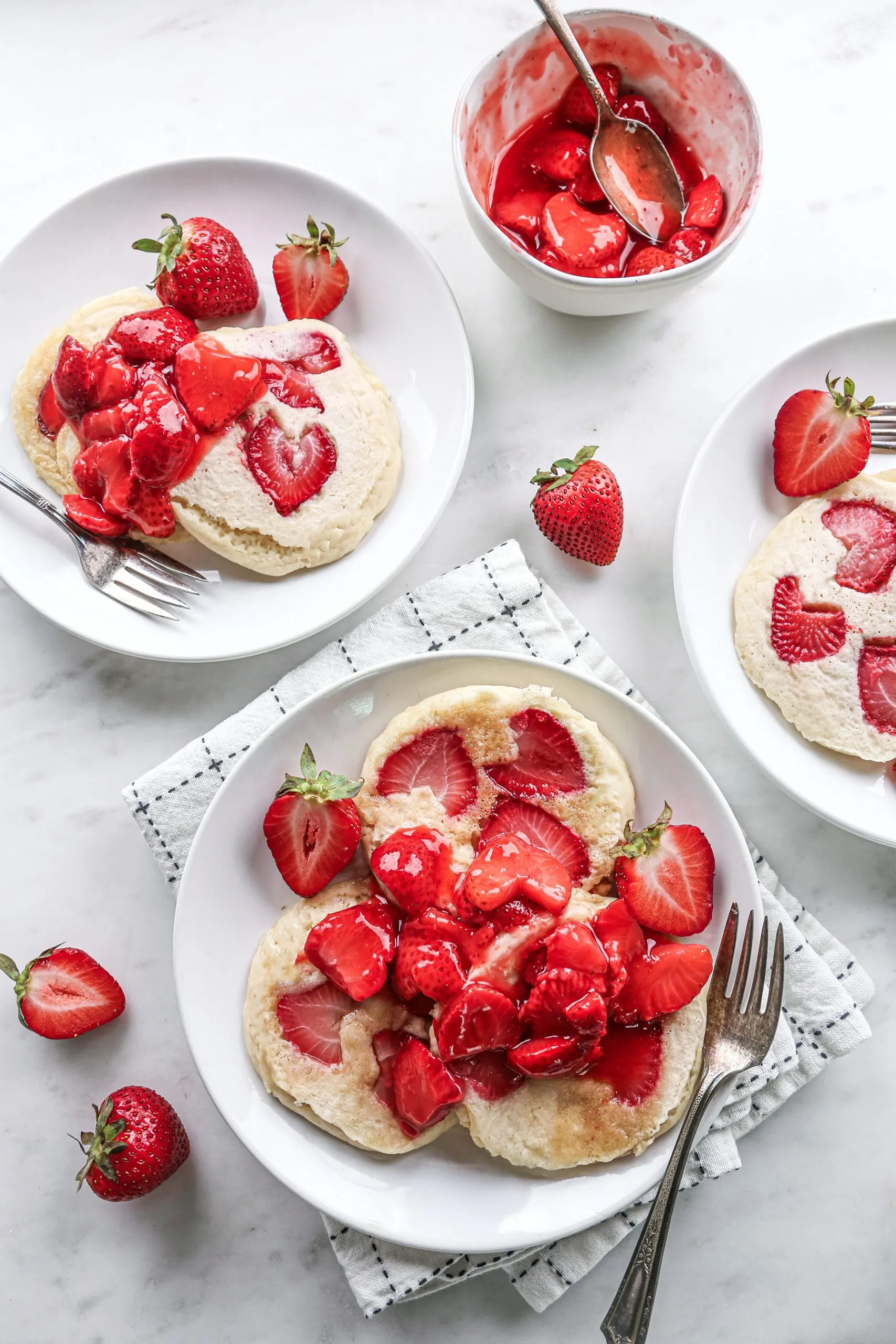 Overnight Yeast Pancakes with Strawberry Topping Gluten Free