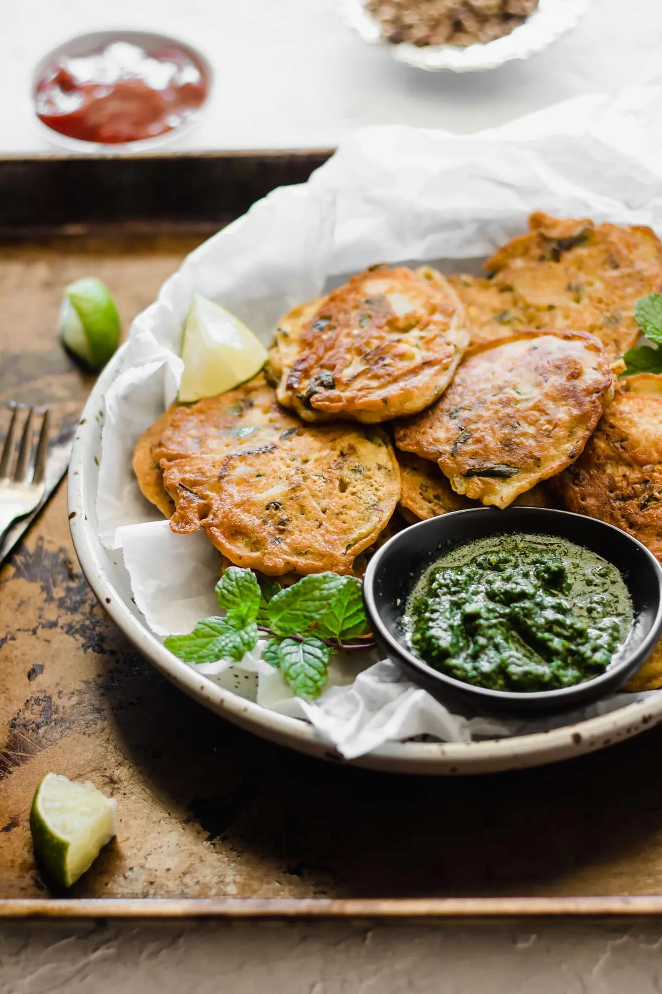 Pan Fried Pakistani Pakora with Simple Green Chutney