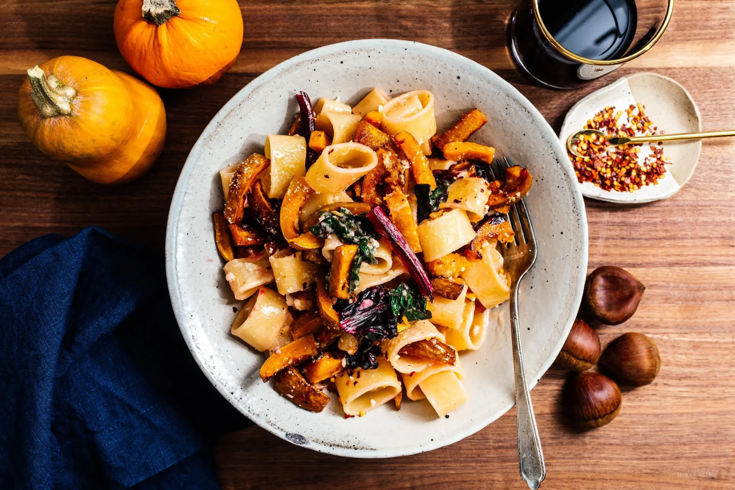 Pan Roasted Honeynut Squash with Creamy Garlicky Pasta