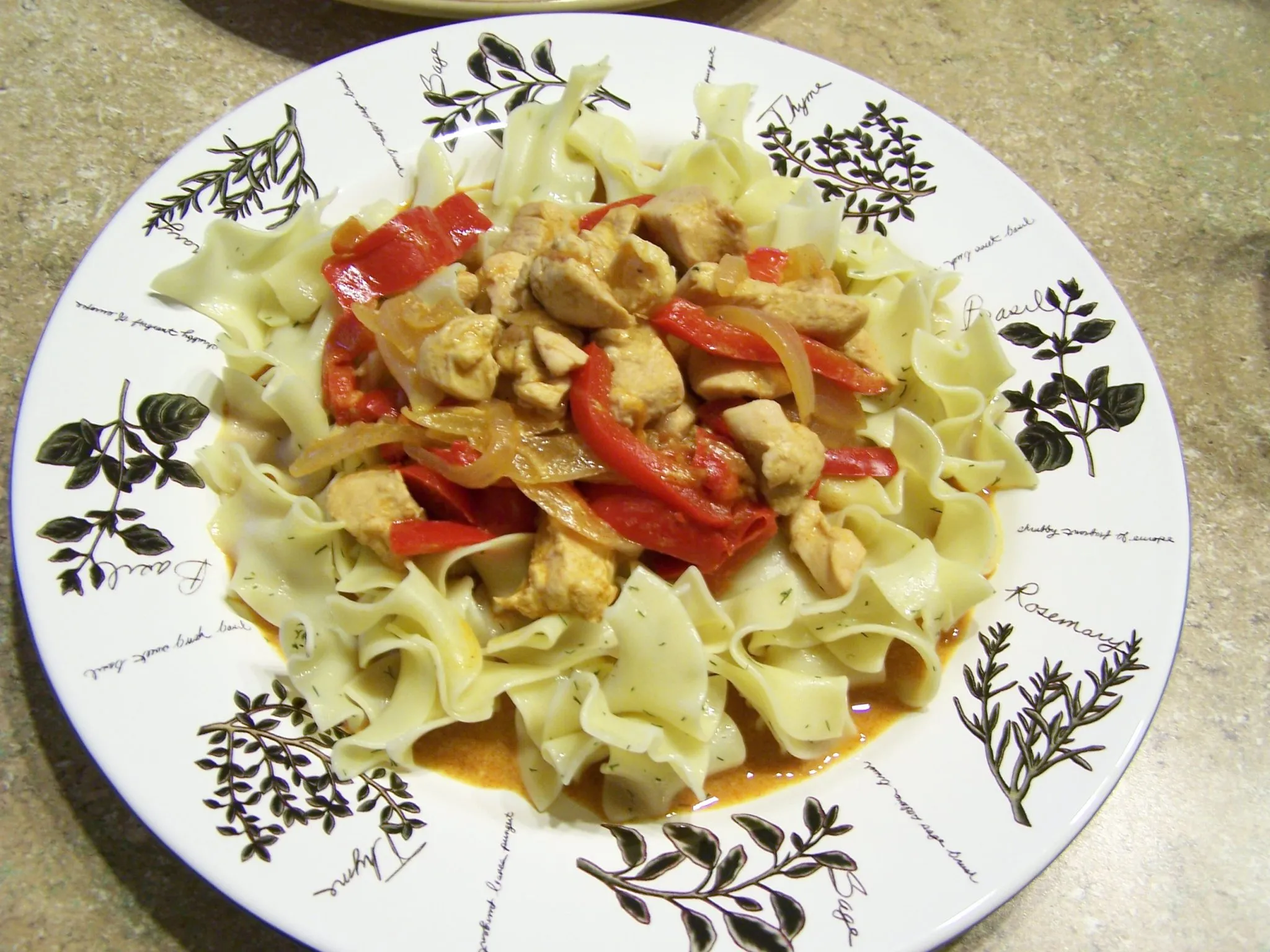 Paprika Chicken with Egg Noodles