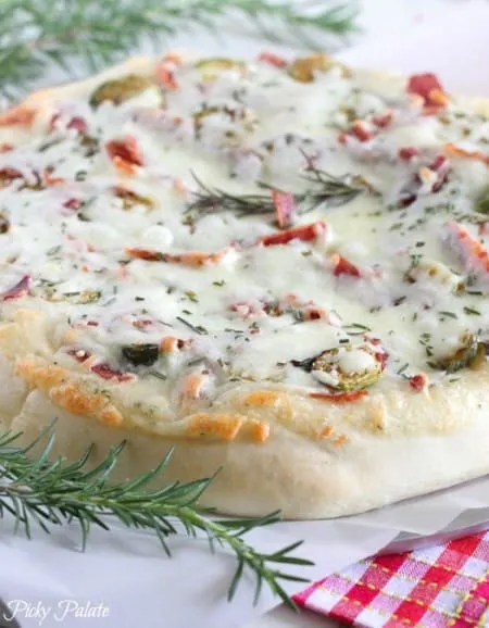 Parmesan Rosemary Brussels Sprouts Bacon Pizza