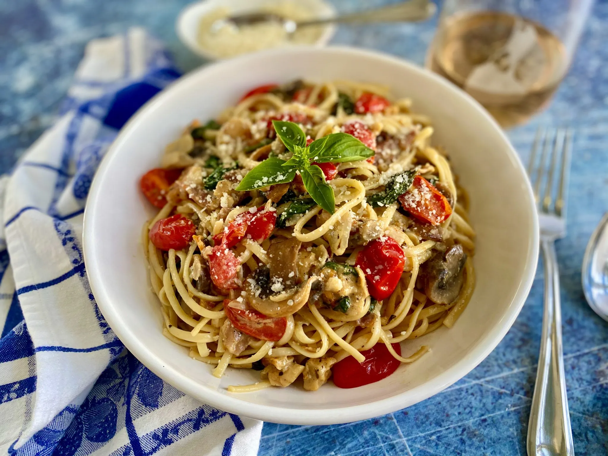 Pasta with Clam Mushroom Cheese Sauce