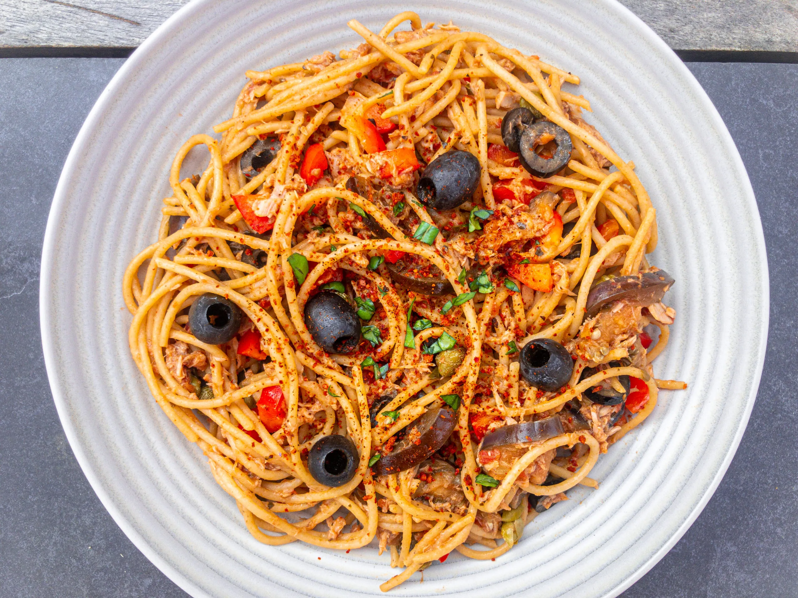Pasta with Olives, Capers, and Parsley