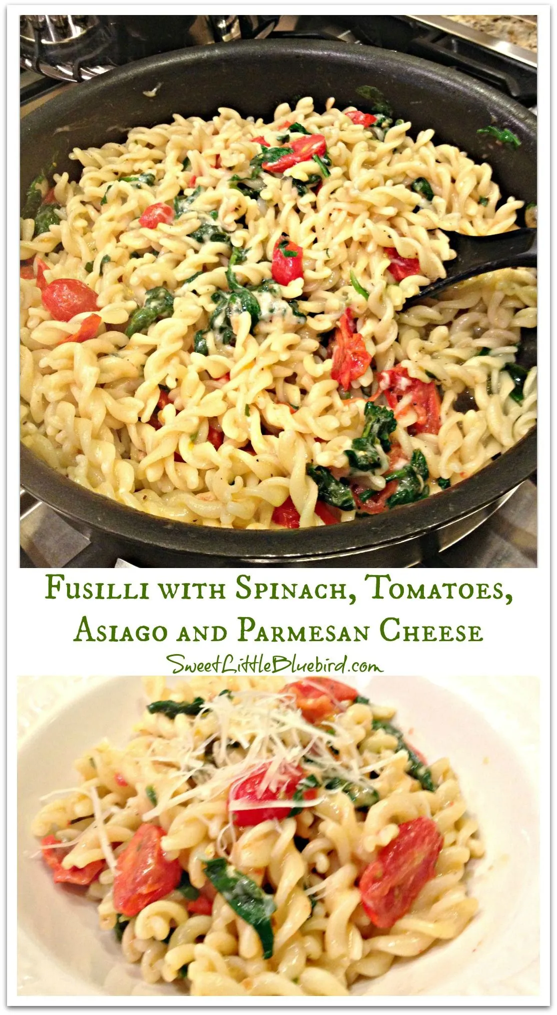 Pasta with Spinach, Tomatoes, and Parmesan Cheese