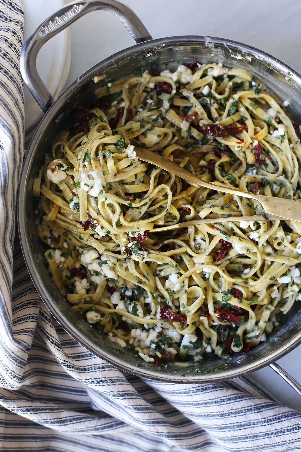 Pasta with Sun Dried Tomatoes, Olive, and Goat Cheese