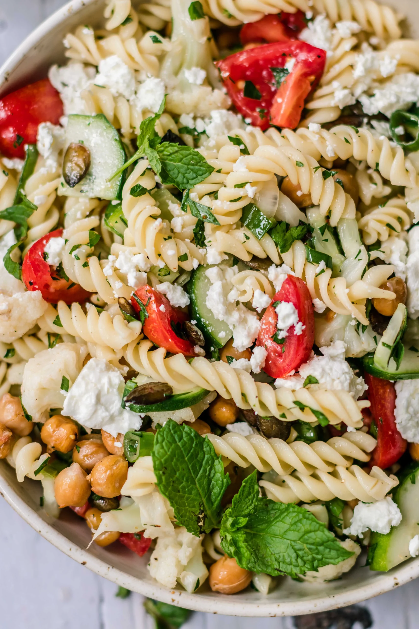 Pea Chickpea Pasta Salad
