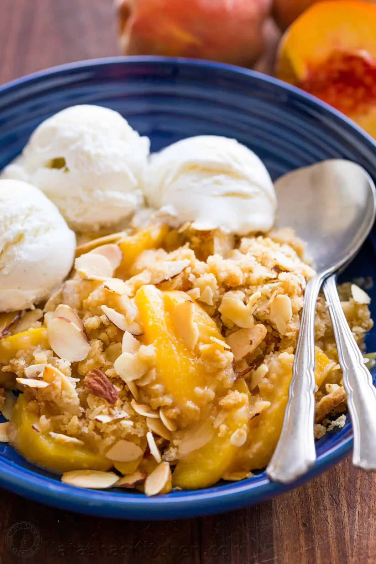 Peach Crisp with Almond Coconut Ice Cream