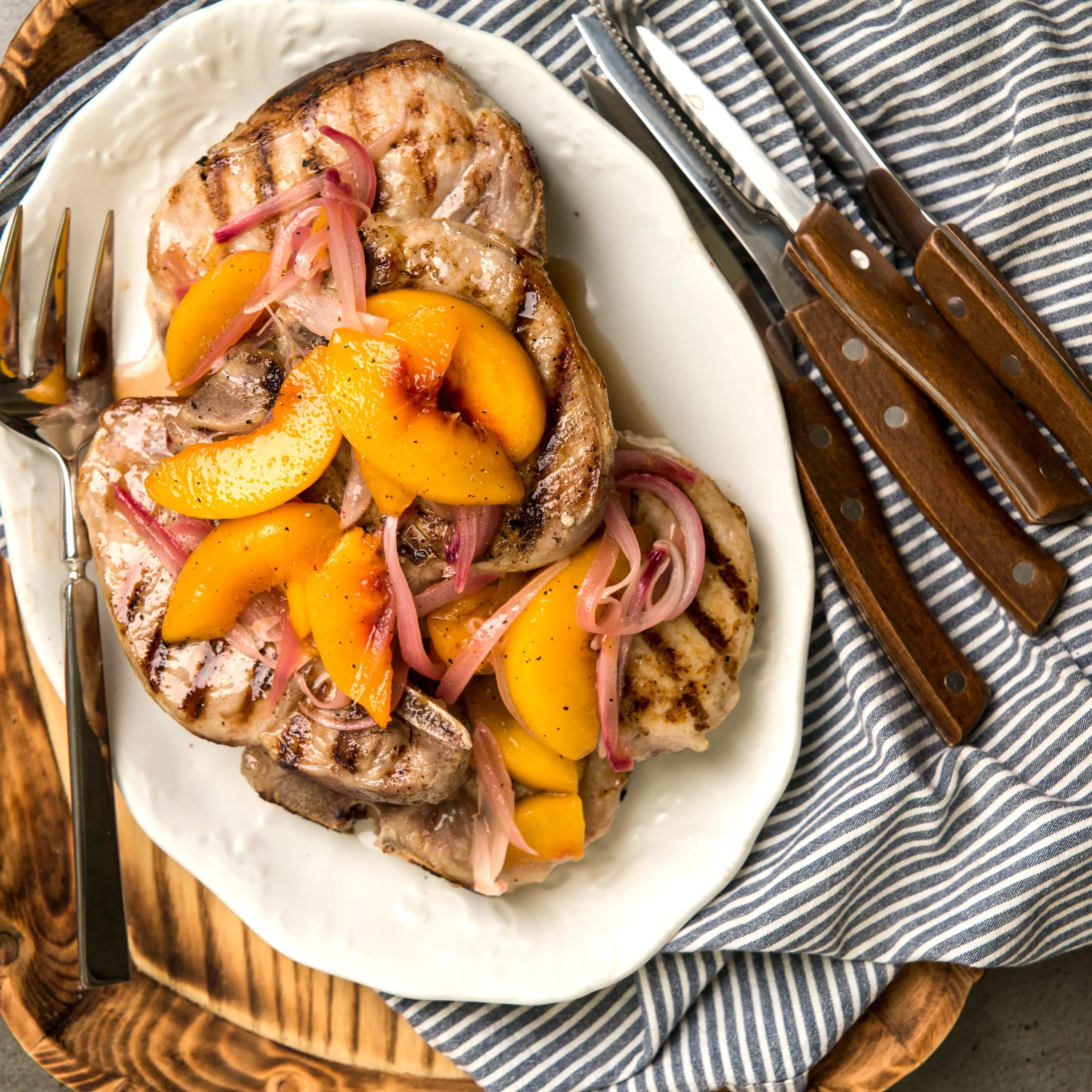 Peach and Red Onion Relish Pork Chops