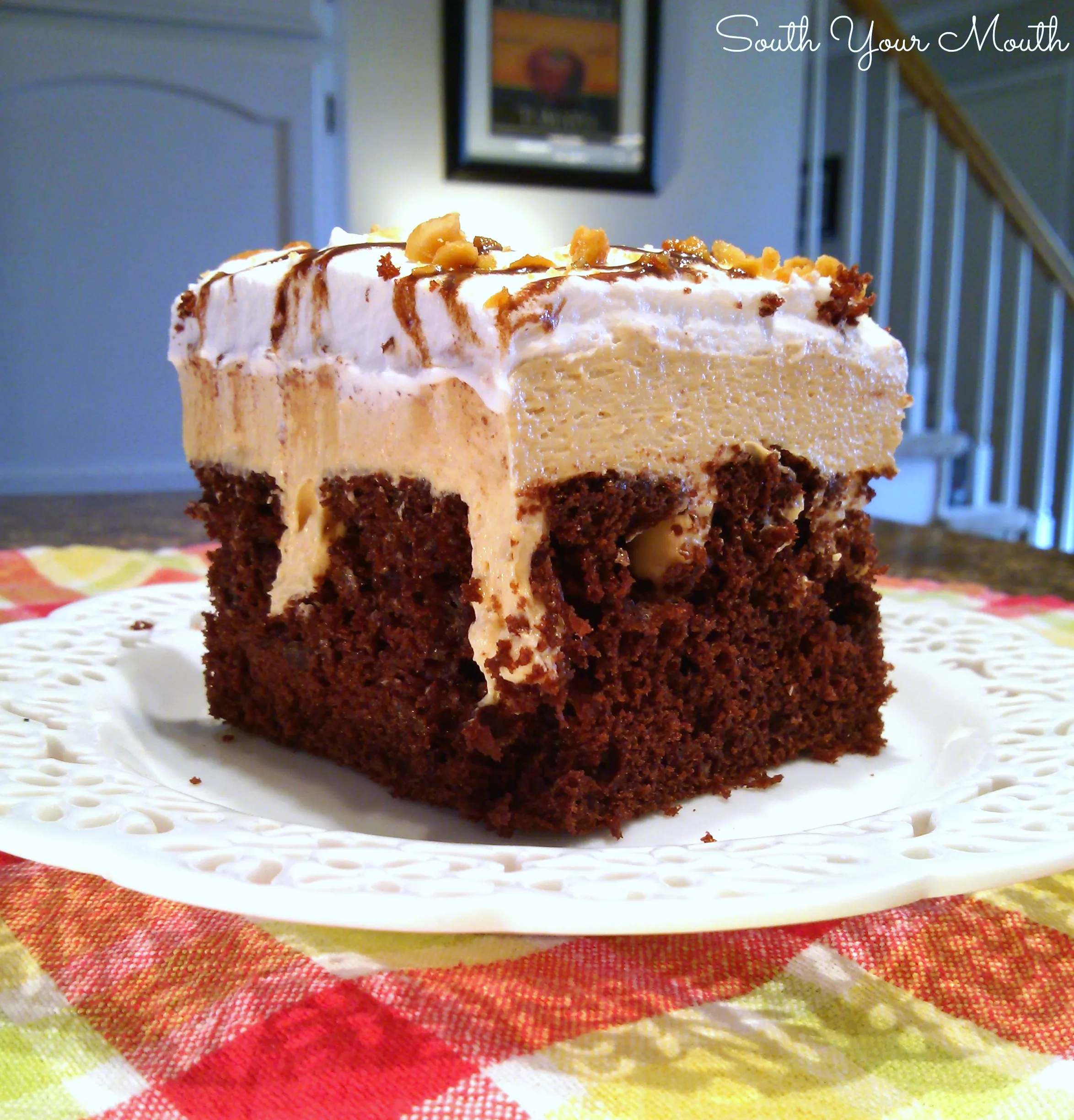 Peanut Butter Chocolate Poke Cake