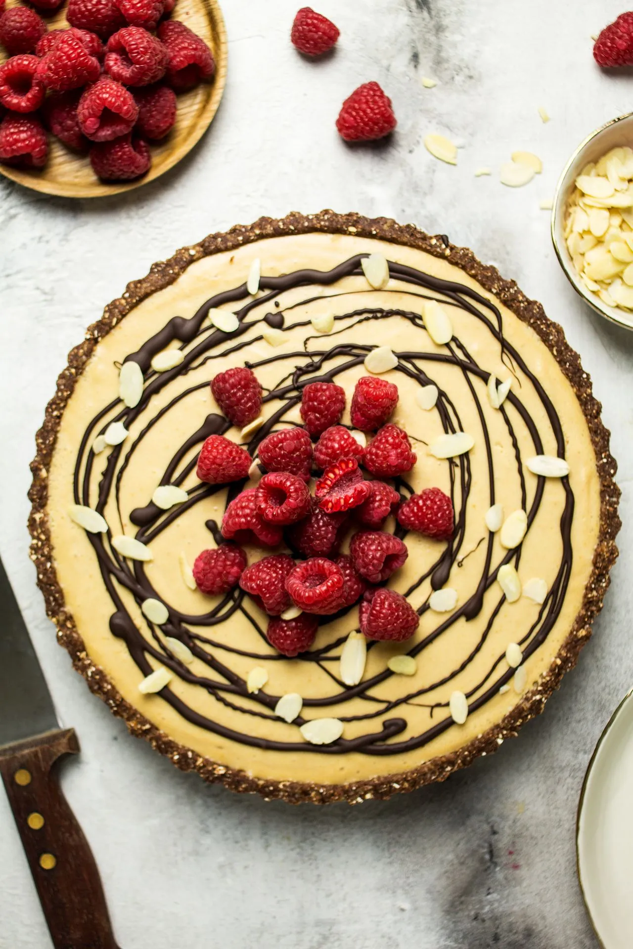 Peanut Butter Mousse Crunch Tart (Vegan, GF)