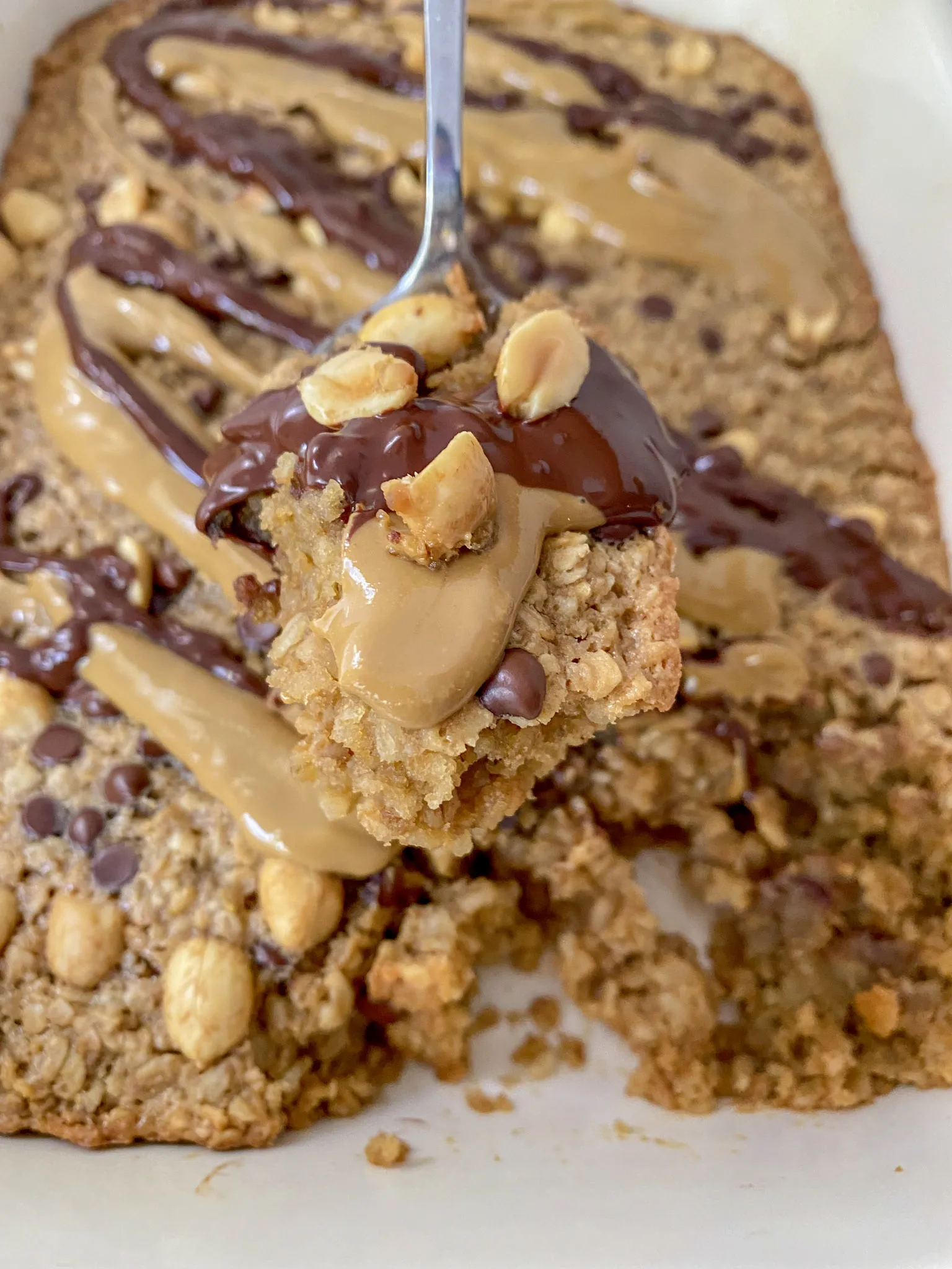 Peanut Butter and Chocolate Swirl Baked Oatmeal