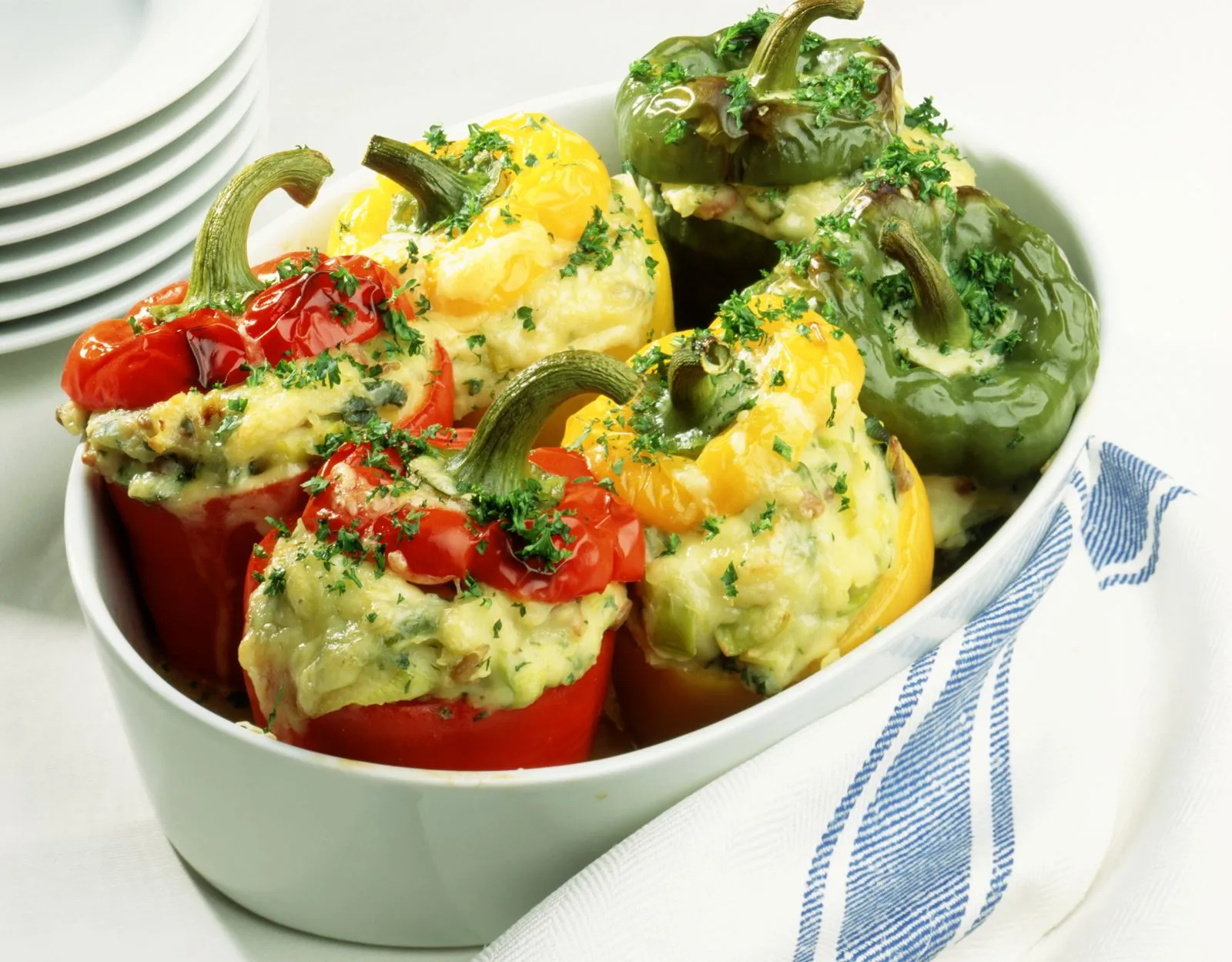 Peppers Stuffed with Herbed Potatoes and Cheese