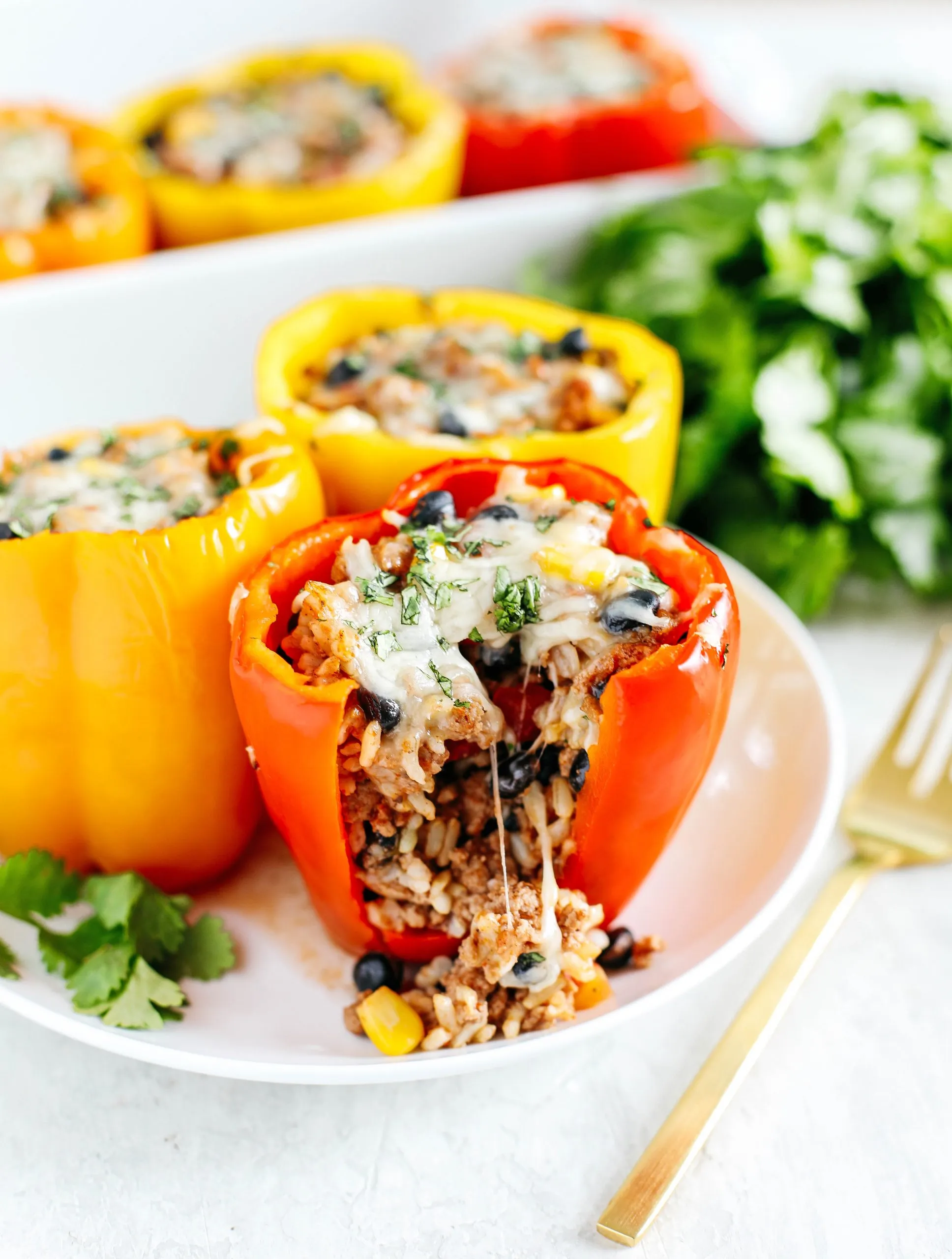 Peppers Stuffed with Rice and Corn