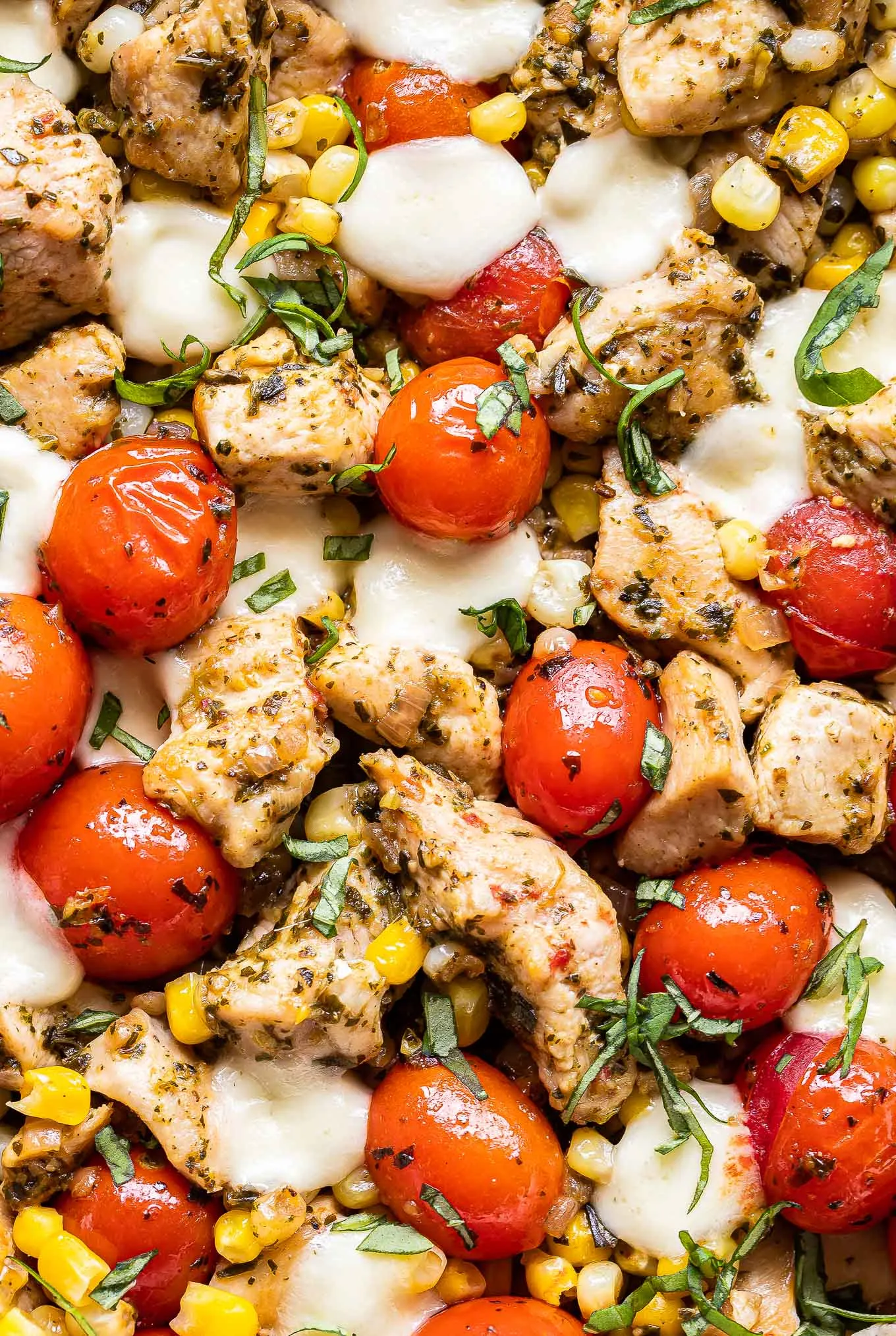Pesto Chicken Tomato and Corn Skillet