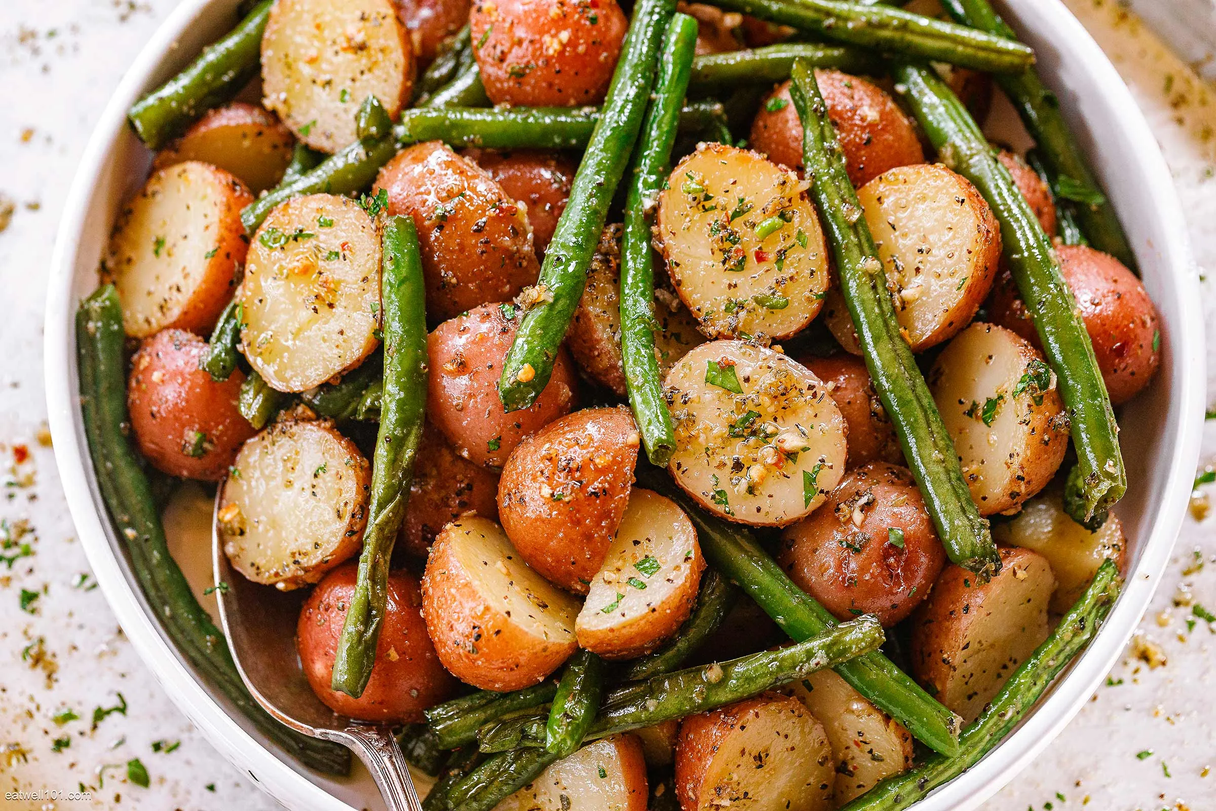 Pesto Roasted Potatoes and Green Beans